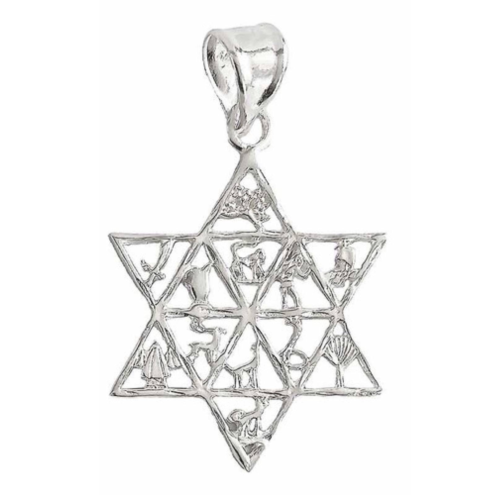 JOYARIS Dije Estrella 6 Puntas Simbologia Egipcia Plata Ley 925 DM-0001315