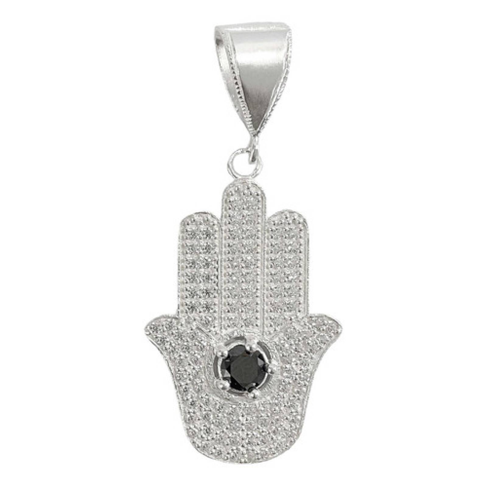JOYARIS Dije Mano De Fatima Grande Ojo Zirconias Plata Ley 925 DM-0001397