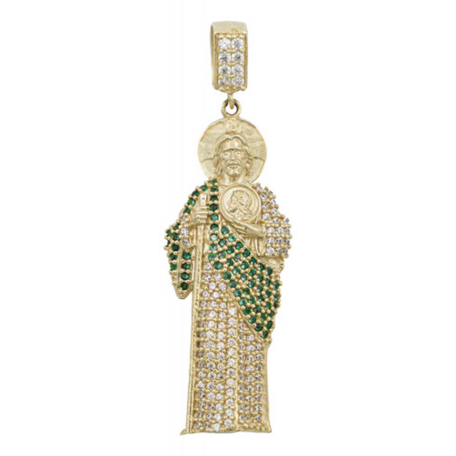 JOYARIS Dije Medalla San Judas Tadeo Mediano Zirconias Oro 10k DM-0001409
