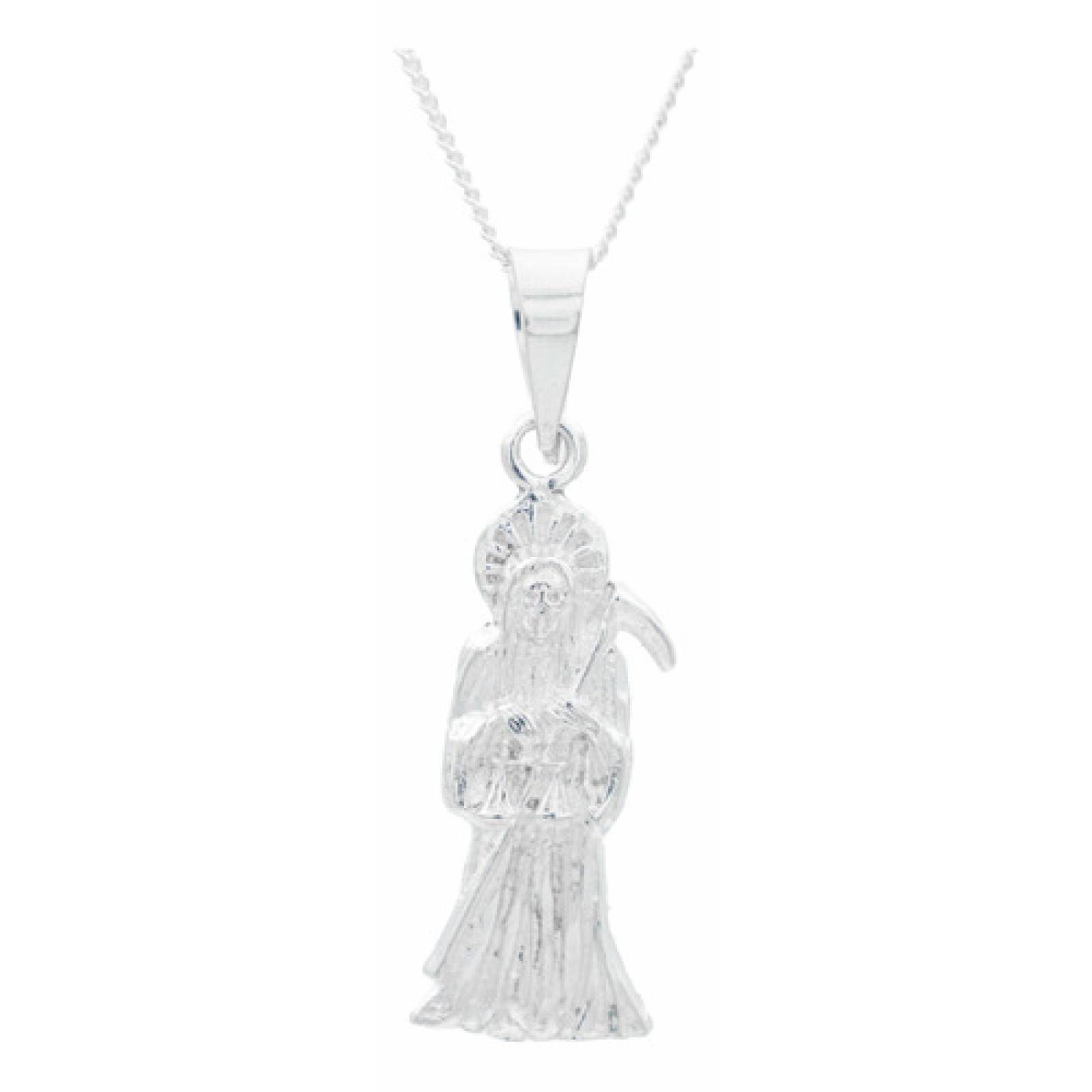 JOYARIS Collar Santa Muerte Chica Troquelada Detallada Plata 925 DM-0001410