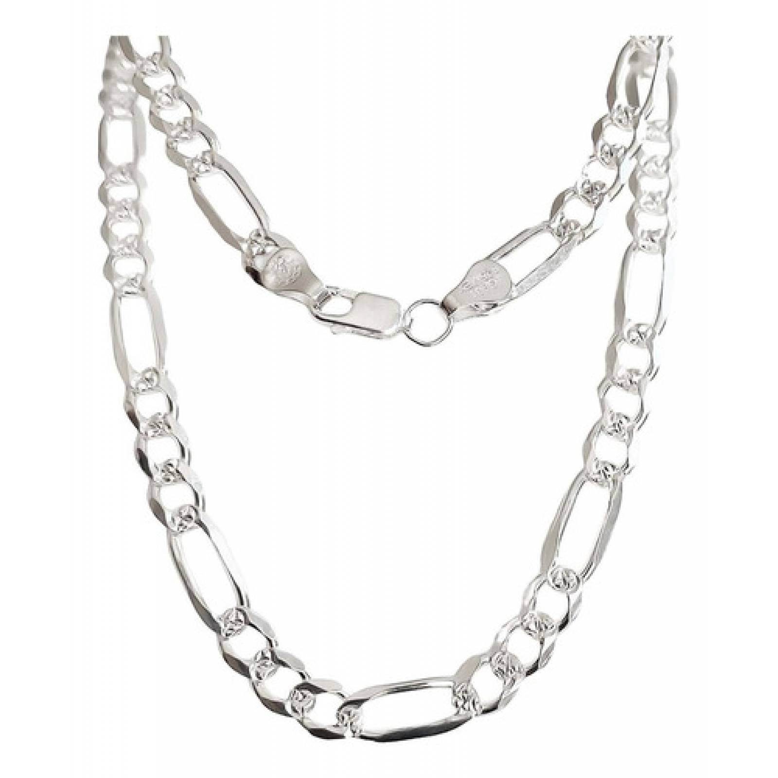 JOYARIS Cadena De Plata 925 Diamantada Hombre Fígaro 55 Cm X 6 Mm DM-0001438