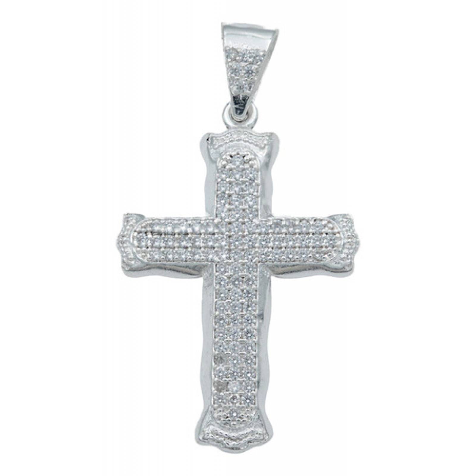 JOYARIS Dije Cruz Zirconias Mediano Hombre Mujer Plata 925 5.1 Cm DM-0001482