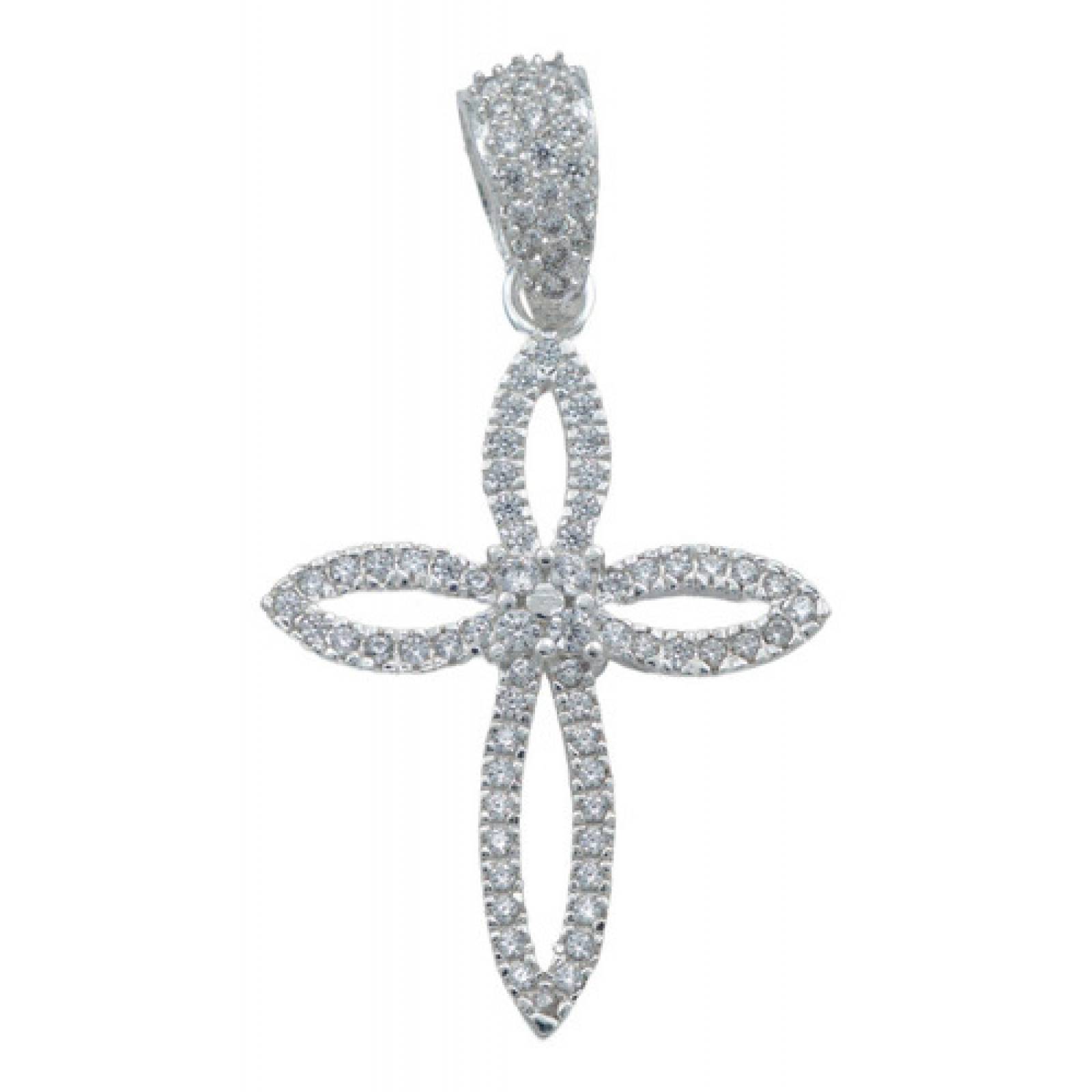 JOYARIS Dije Cruz Redonda Zirconia Hombre Mujer Plata 925 4.1 Cm DM-0001490