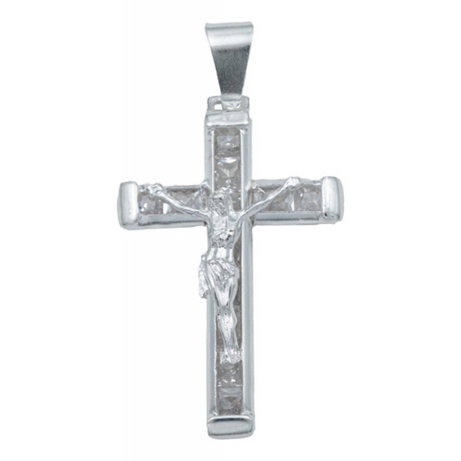 JOYARIS Dije Cruz Catolica San Benito Virgen Zirconias Plata 925 DM-0001500