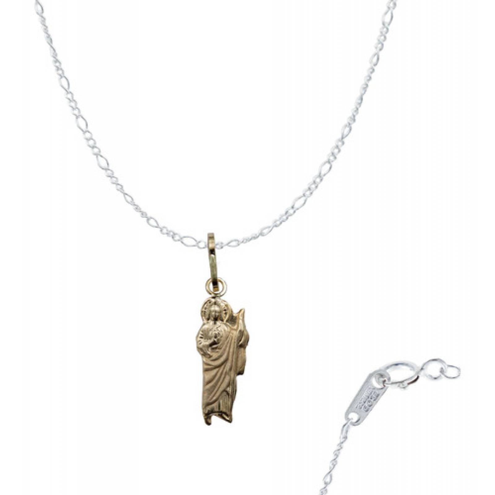 JOYARIS Dije Chico San Judas Liso Mujer Regalo + Cadena Oro 10k DM-0001553