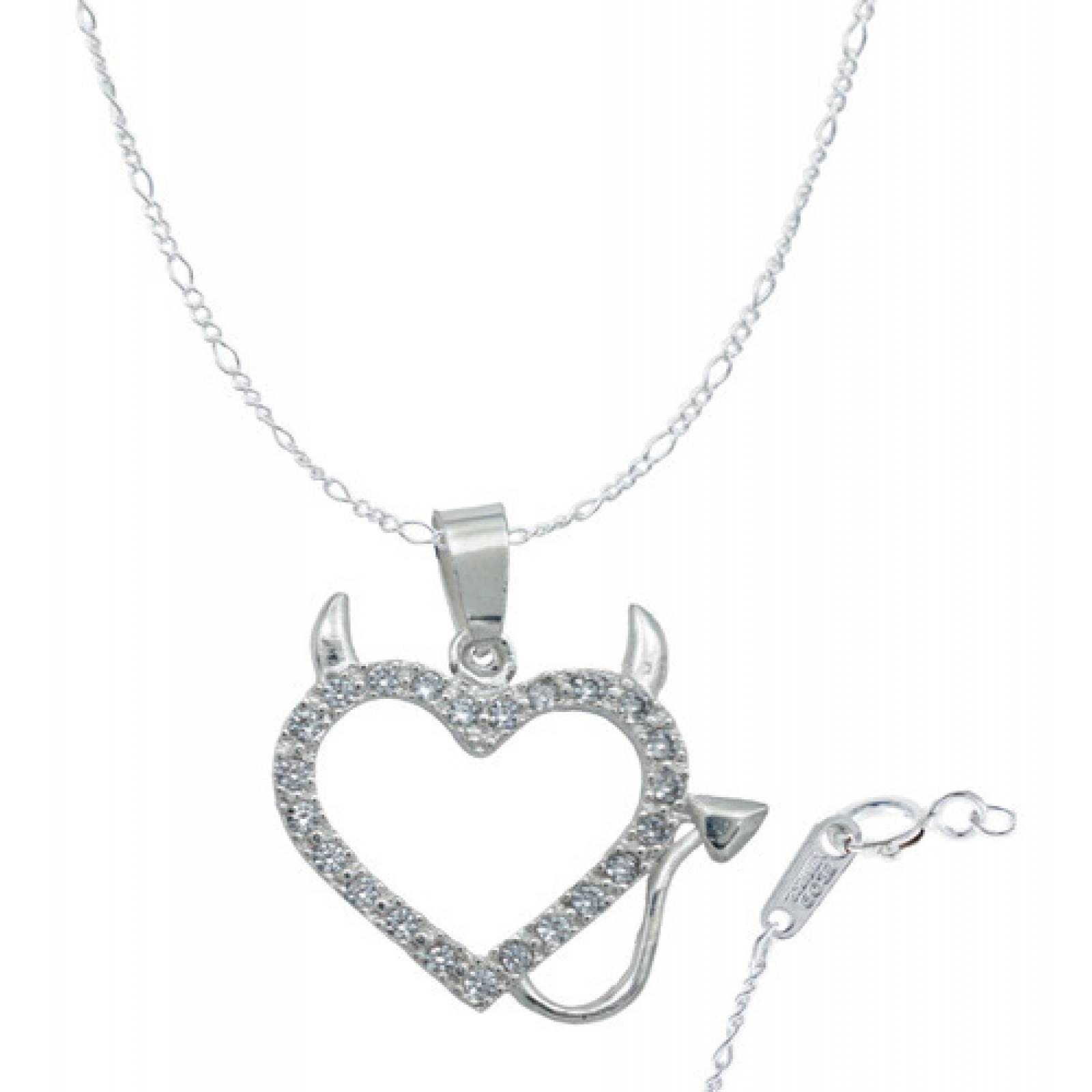 JOYARIS Collar Grande Mediano Diablo Amor Regalo Mujer Plata 925 DM-0001566