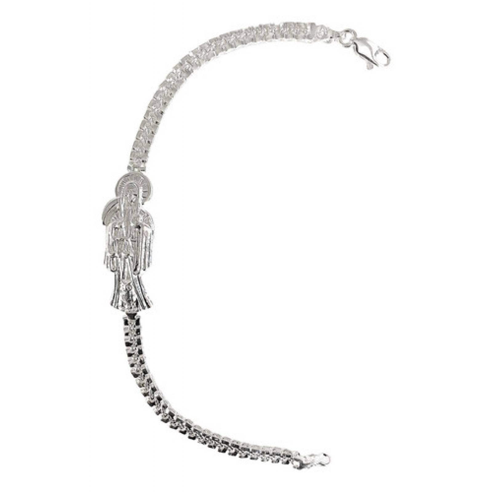 JOYARIS Pulsera Rolex Santa Muerte Lisa Plata Solida Ley 925 Talla Largo/Ancho: 20 cm x 4 mm PT-0000590