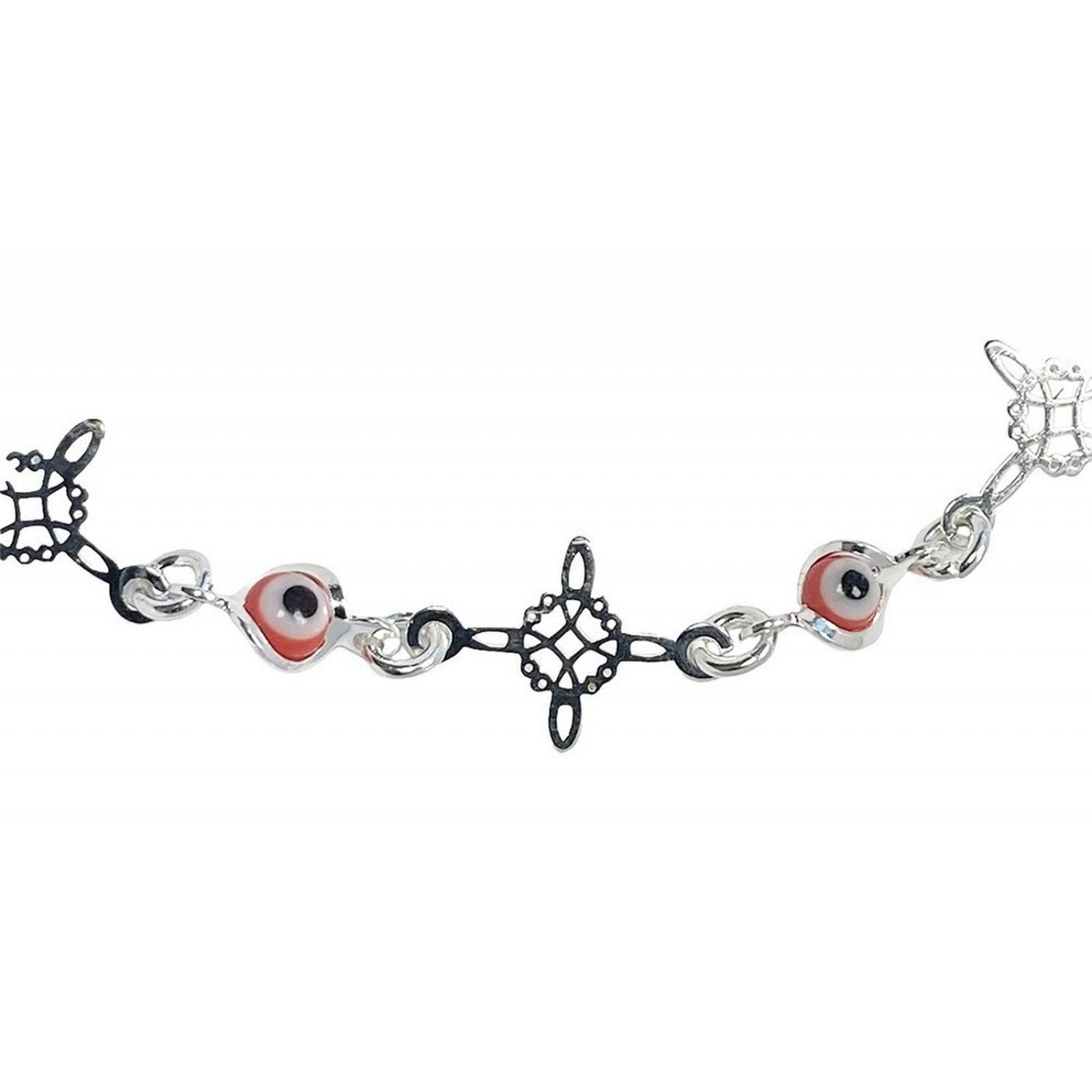 JOYARIS Pulsera Ajustable Nudo De Bruja Triqueta Ojo Turco Plata 925 Talla 19 cm PT-0000772