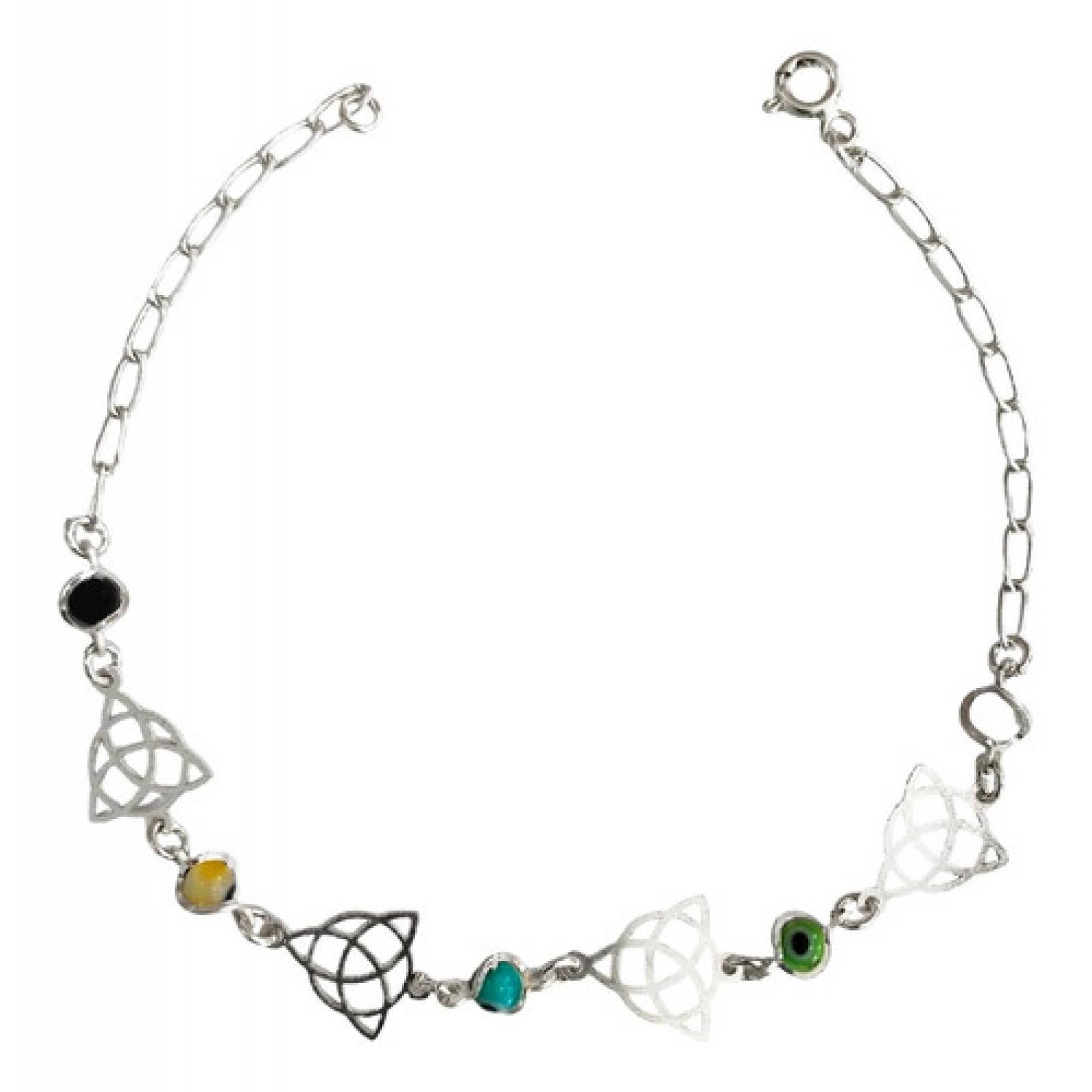 JOYARIS Pulsera Ajustable Triqueta Grande Ojo Turco Plata Ley 925 Talla Largo/Ancho: 21 cm (ajustable) x 3 mm PT-0000954