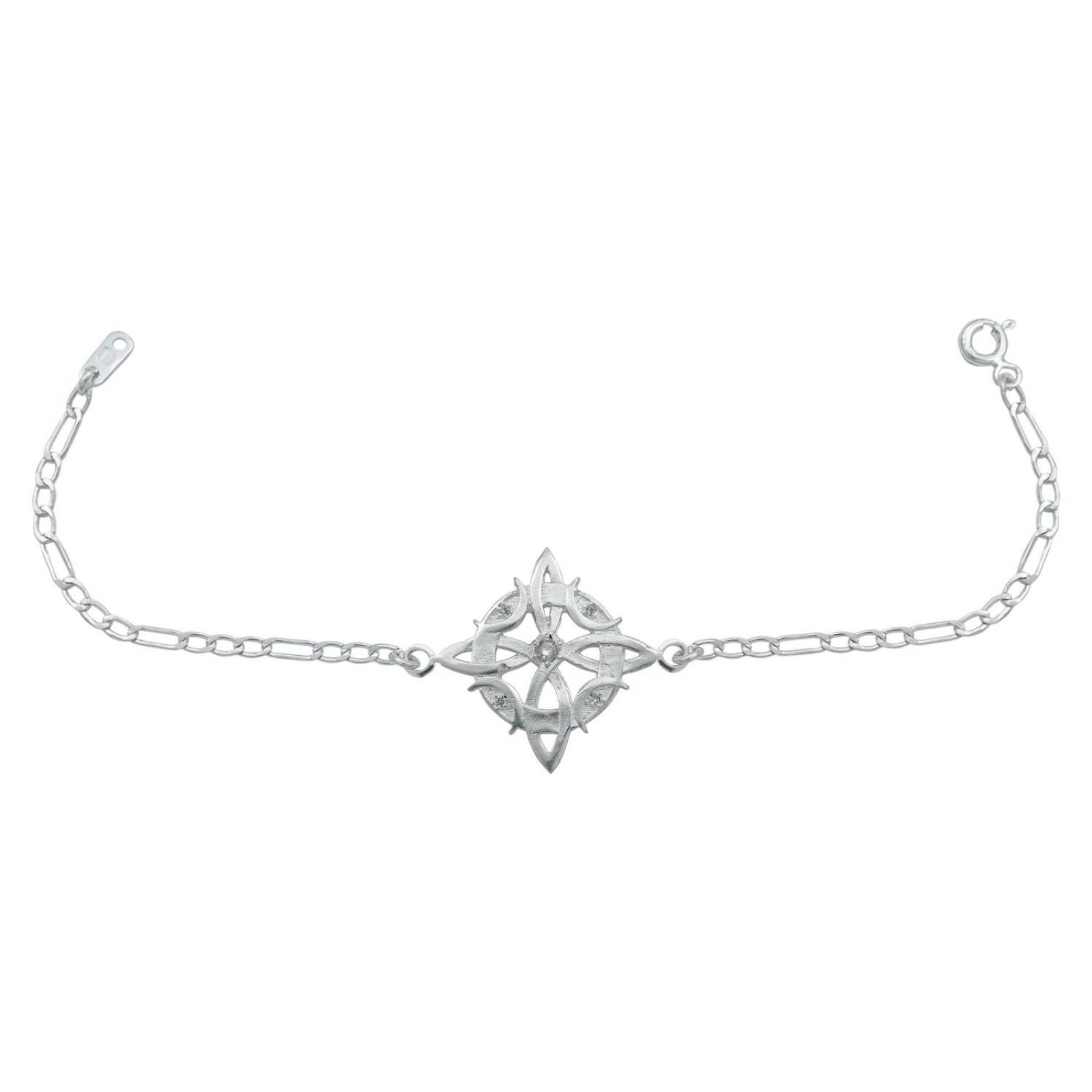 JOYARIS Pulsera Nudo De Bruja Fases Lunares Con Zirconias Plata 925 Talla Largo/Ancho: 18 cm x 5 mm PT-0001058