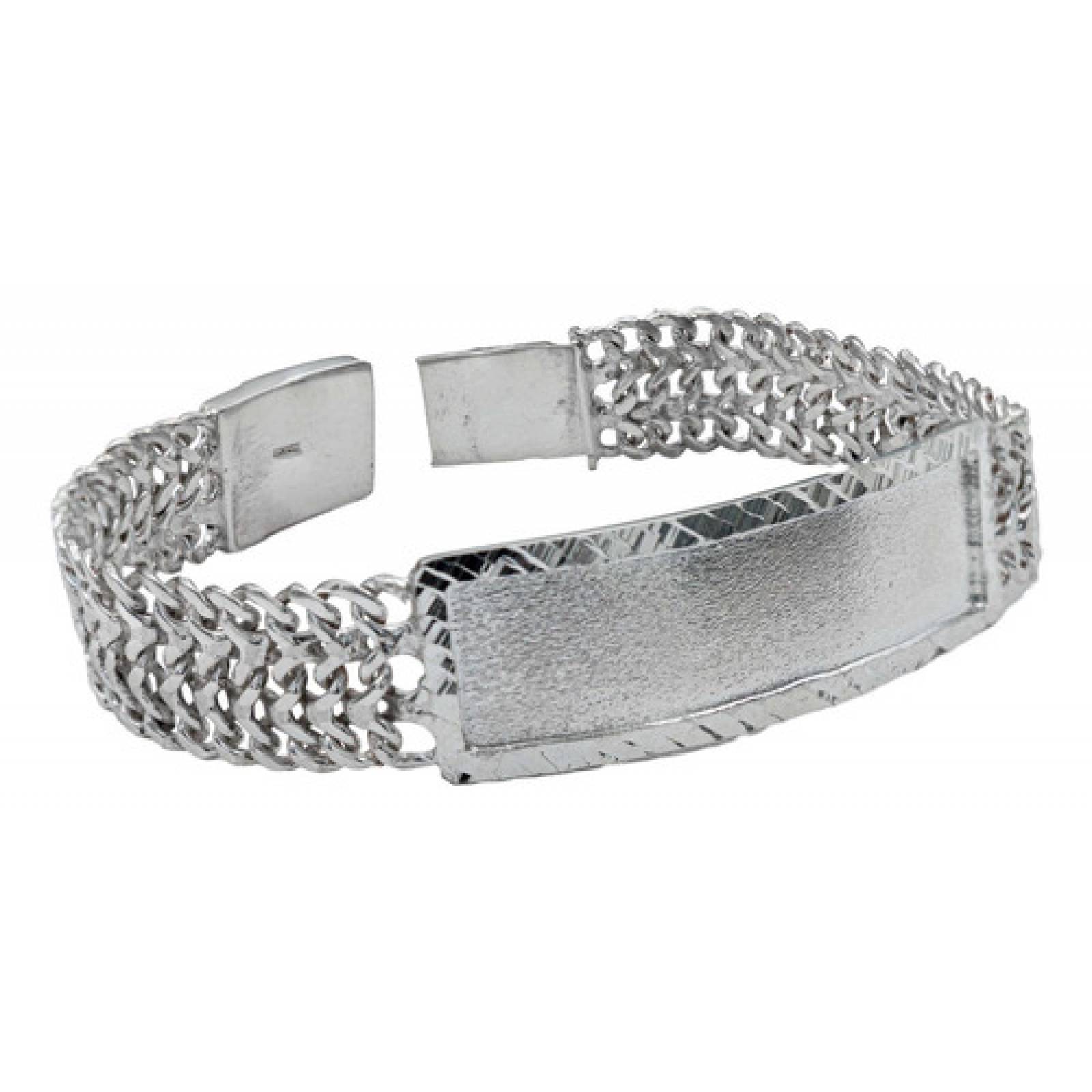 JOYARIS Esclava Cubana Clásica Gruesa Placa Cuadrada Plata 925 Talla Largo/Ancho 17.5 cm x 3 mm PT-0001086