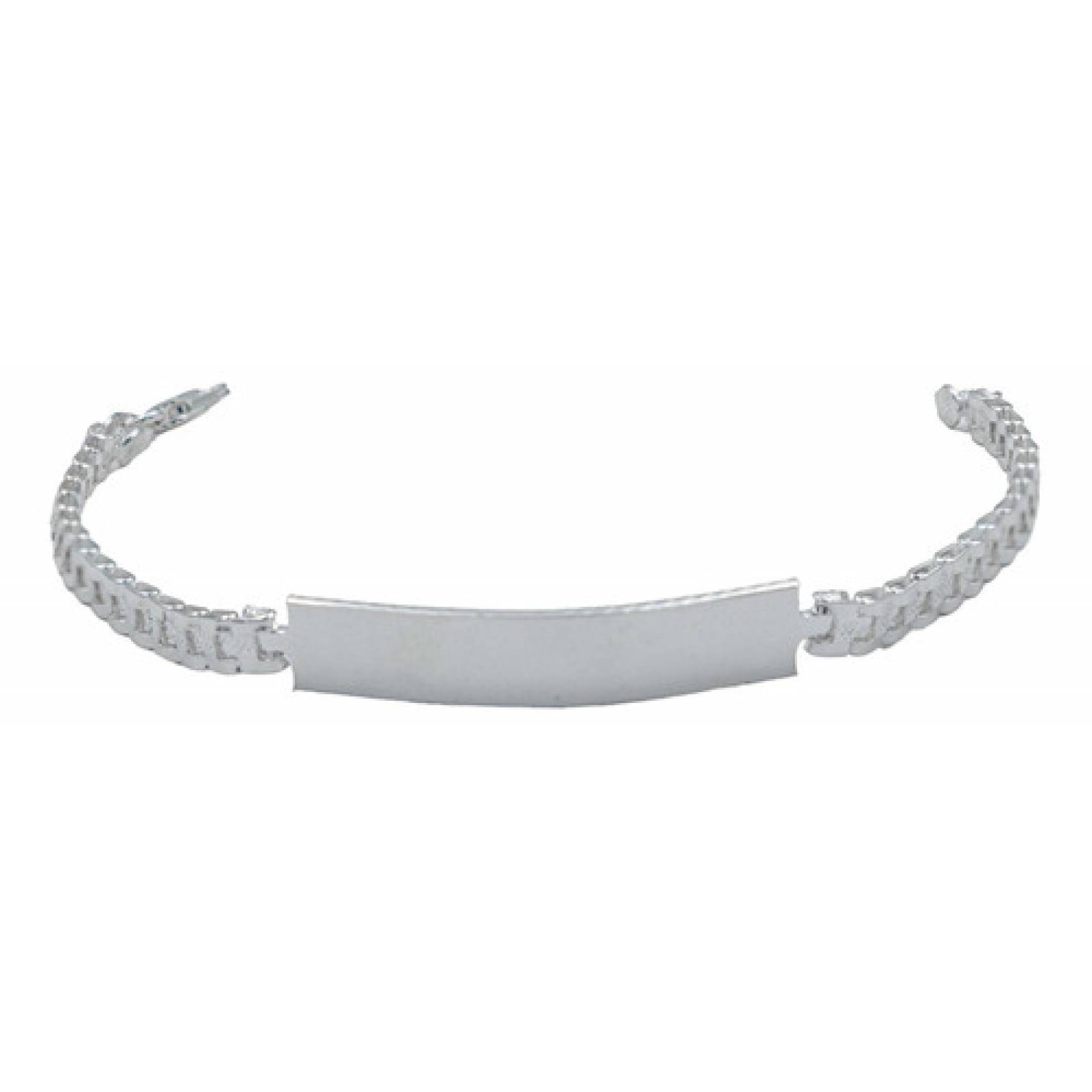 JOYARIS Pulsera Rolex Mujer Esclava Placa Diamantada Plata 925 4 Mm Talla Largo/Ancho: 17.5 cm x 2.5 mm PT-0001116