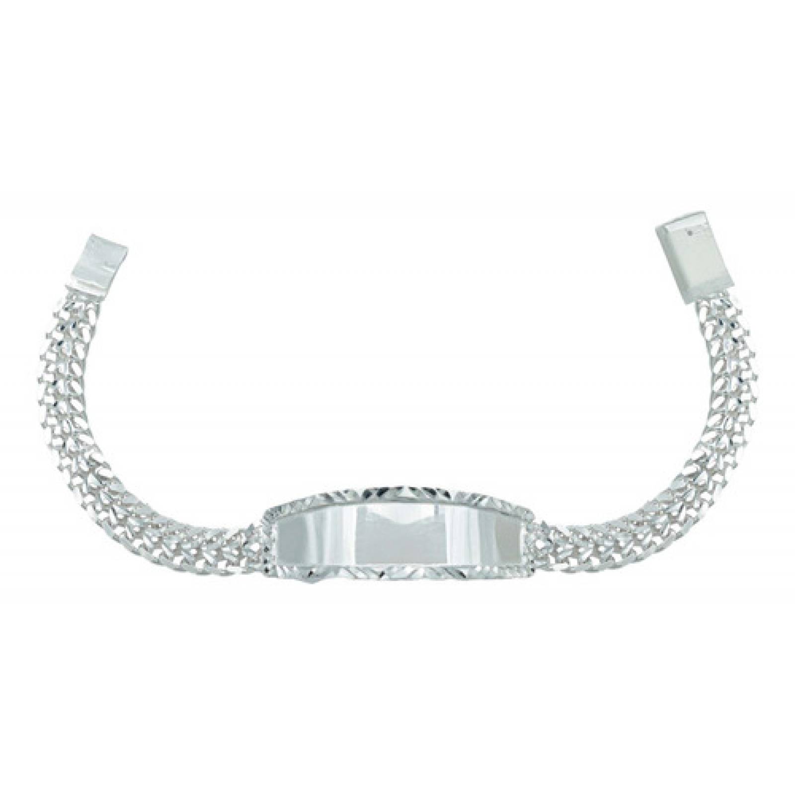 JOYARIS Esclava Doble Cubana Placa Lisa Hombre Plata Maciza 925 Talla Largo/Ancho: 21 cm (ajustable) x 3 mm PT-0001118