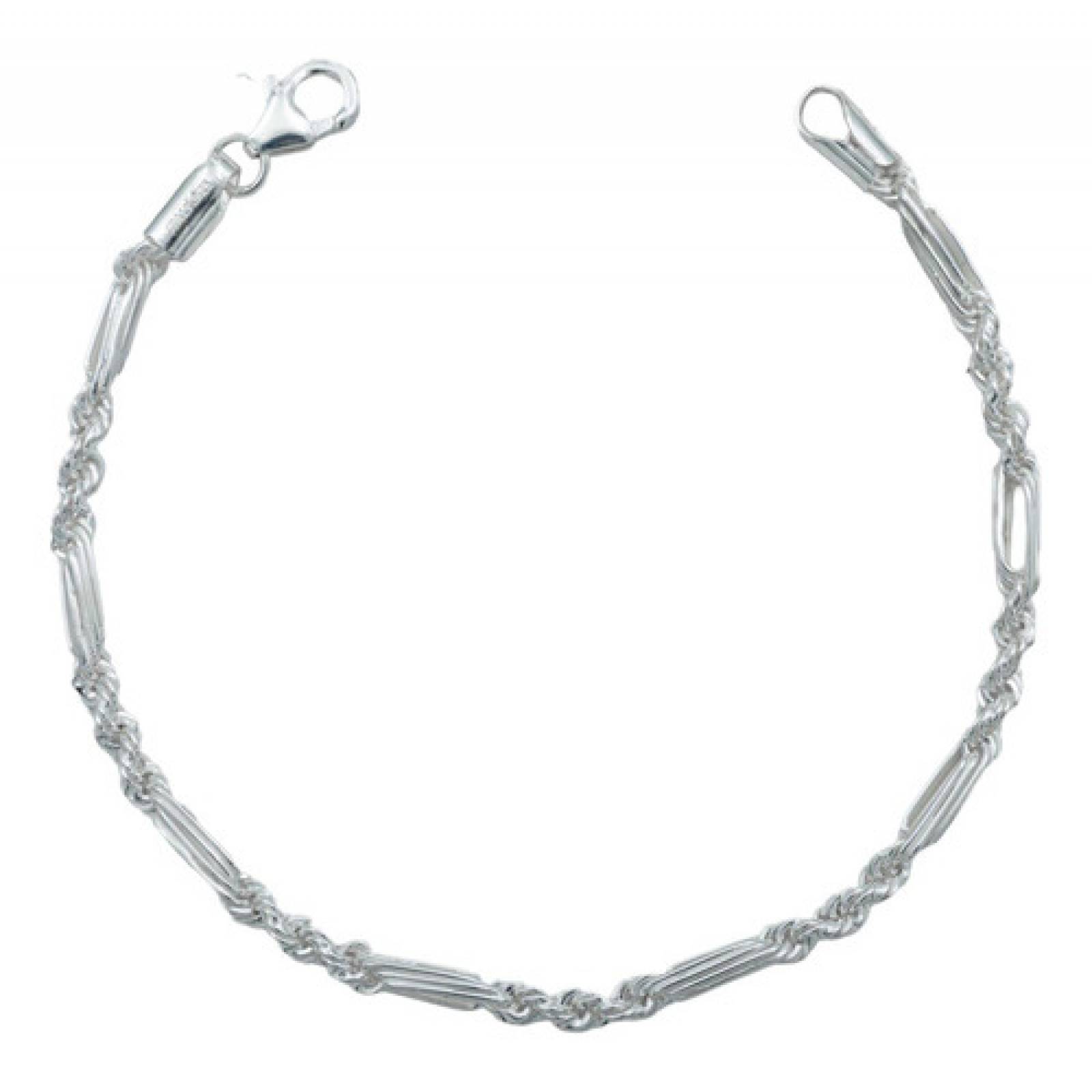 JOYARIS Pulsera Torsal Figaro Hombre Plata Italiana 925 4 Mm Talla Largo/Ancho 21 cm x 8 mm PT-0001123