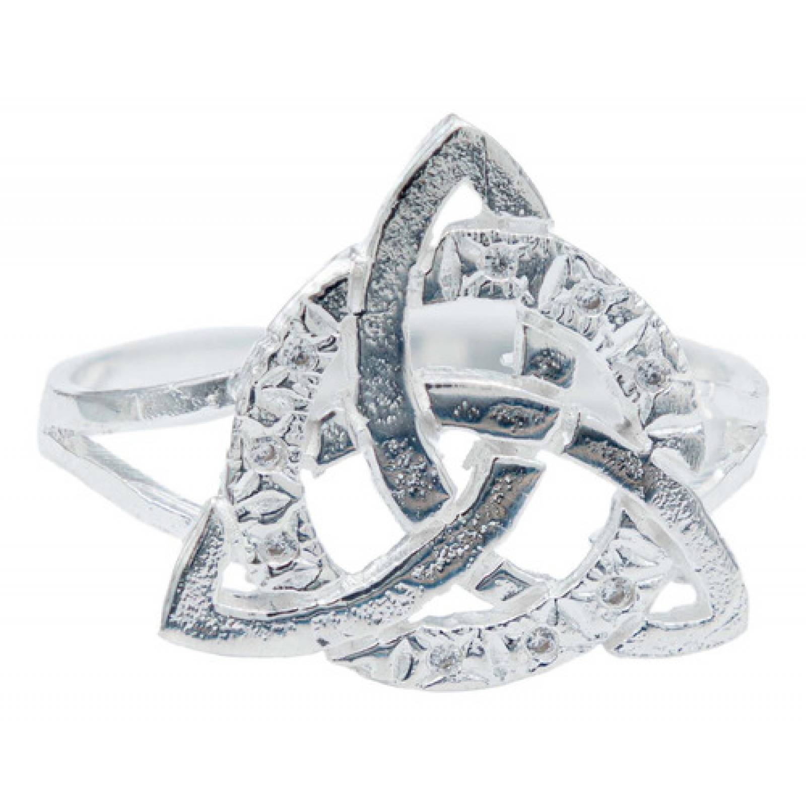 ANILLO DIAMNTADO TRIQUETA CELTA ZIRCONIAS PLATA LEY 925 #9