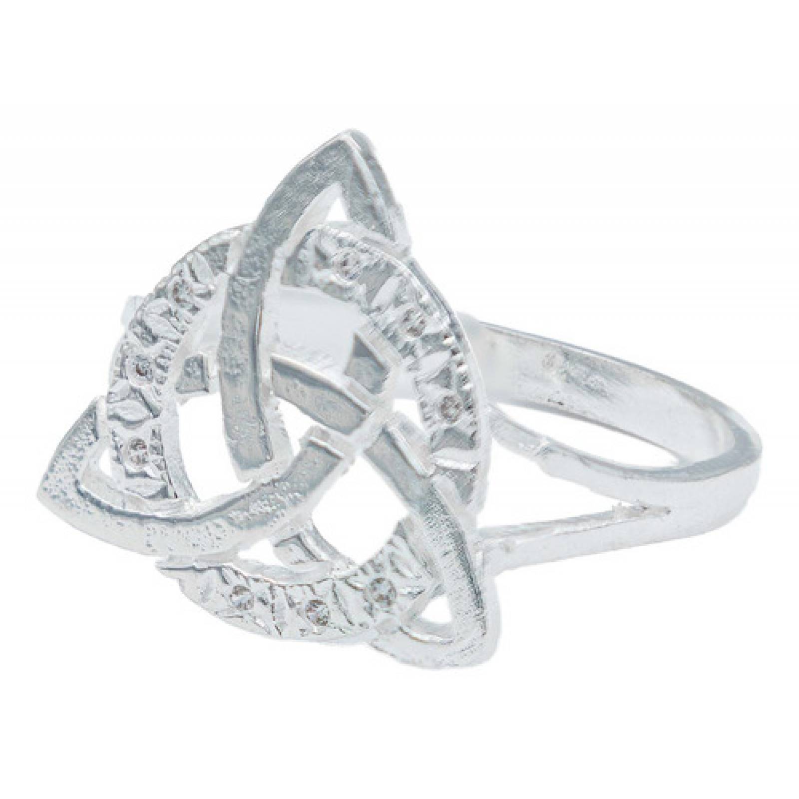 ANILLO DIAMNTADO TRIQUETA CELTA ZIRCONIAS PLATA LEY 925 #9