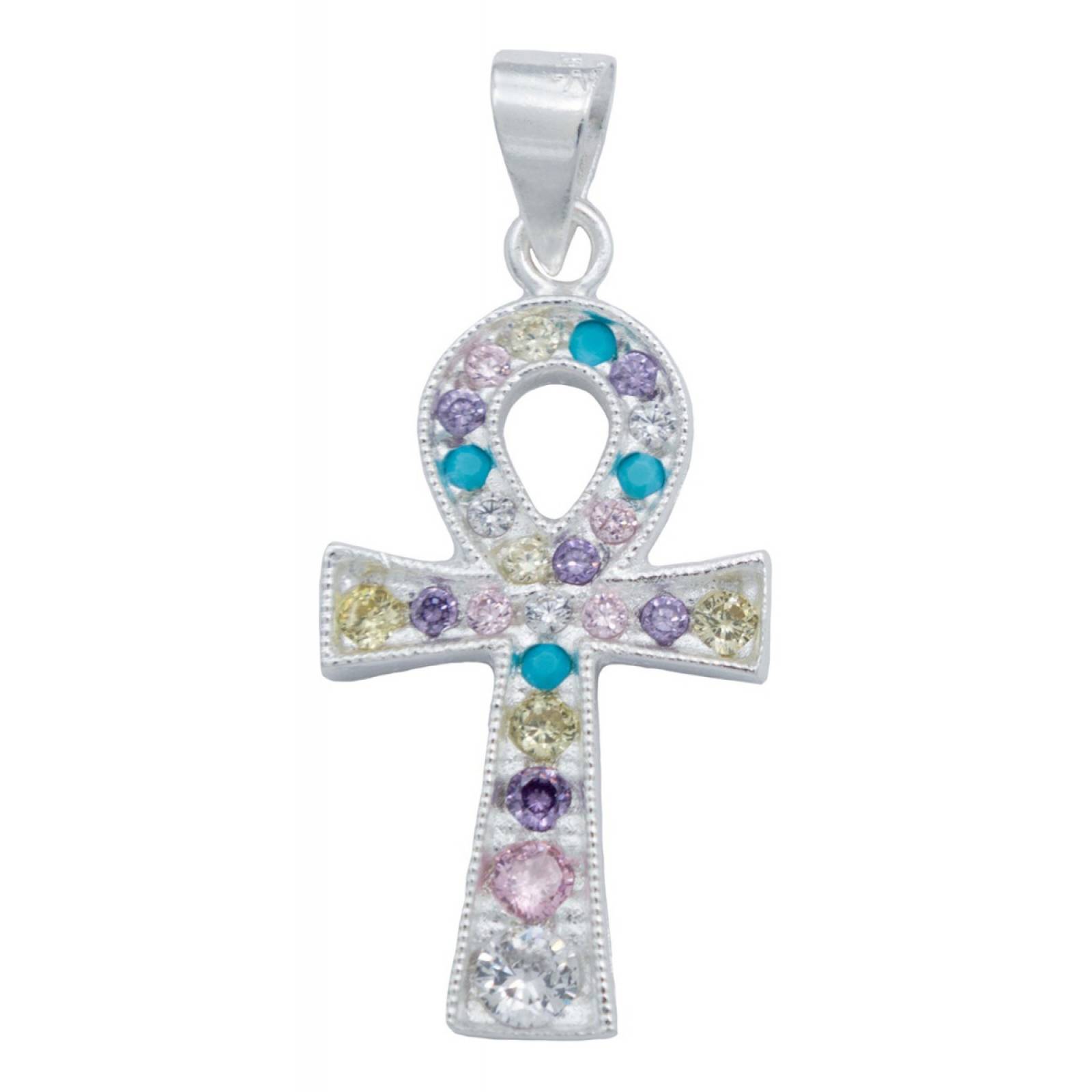 Dije Cruz Egipcia Ankh Llave De La Vida Zirconias Plata 925