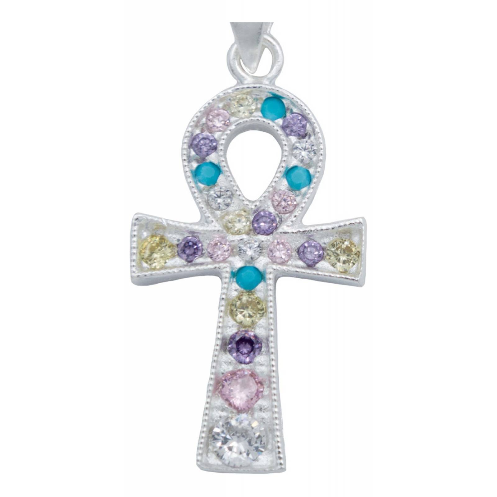 Dije Cruz Egipcia Ankh Llave De La Vida Zirconias Plata 925