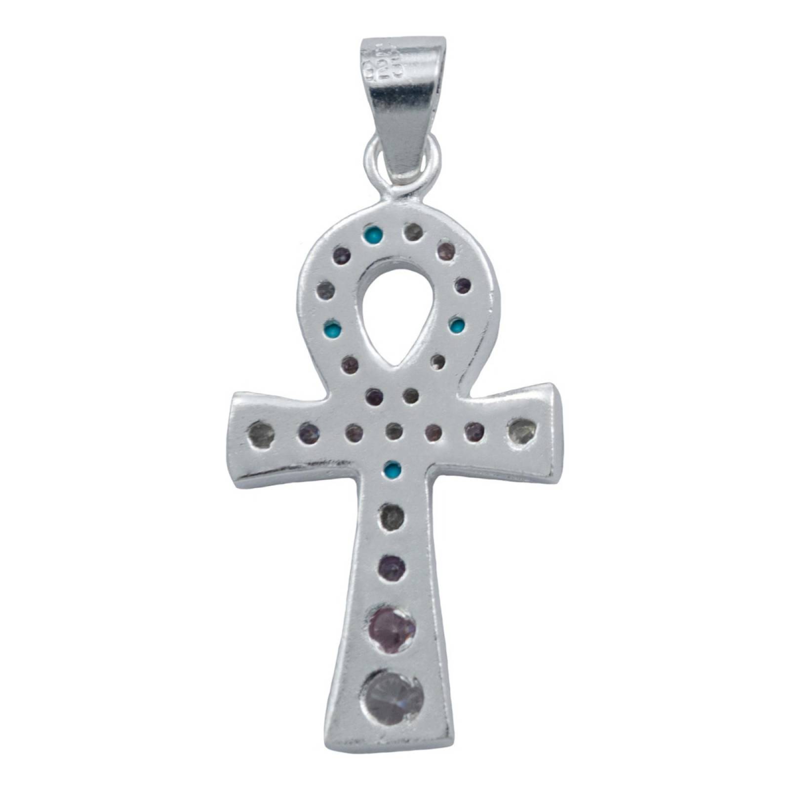 Dije Cruz Egipcia Ankh Llave De La Vida Zirconias Plata 925