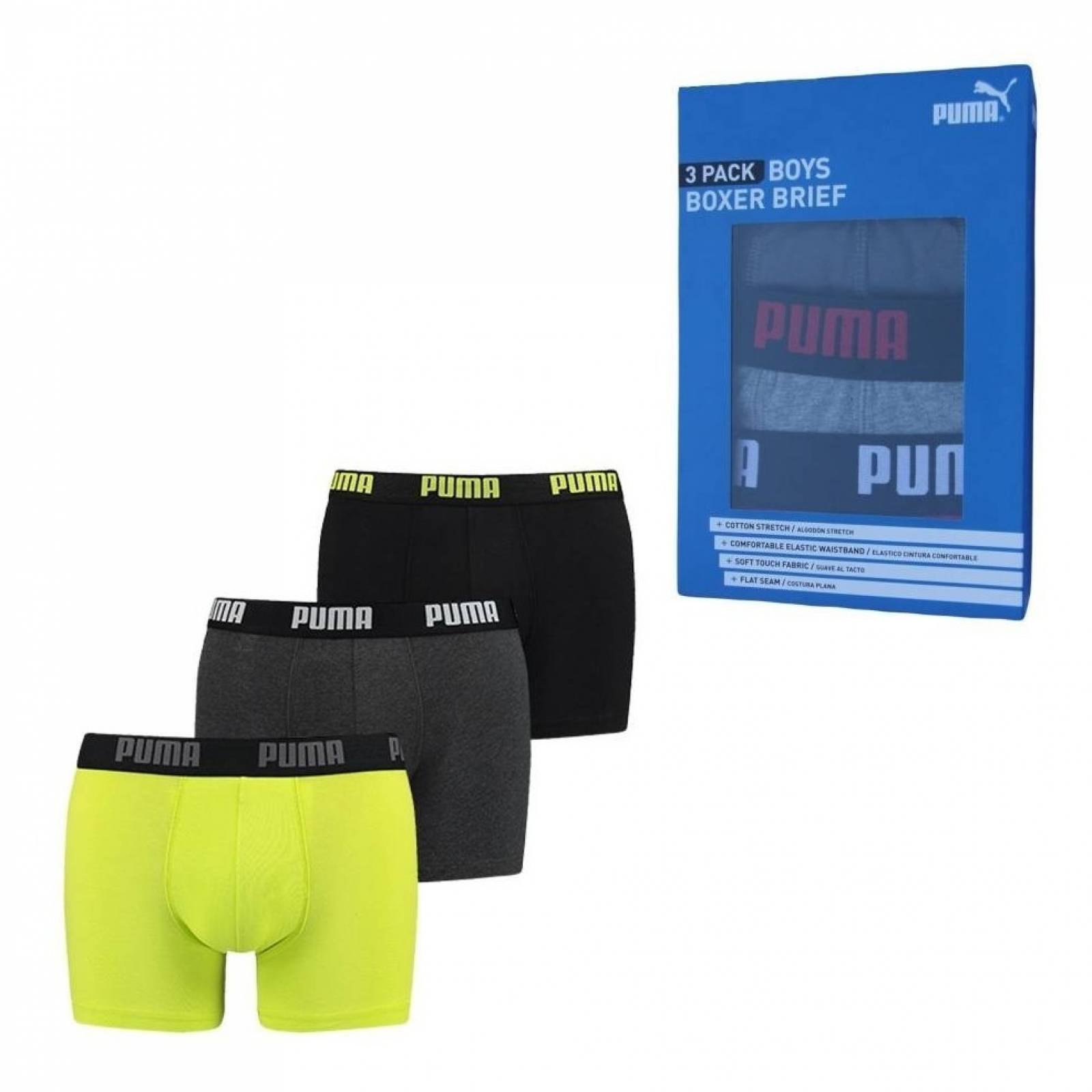 Boxer Puma Para Niños 3 Pzas Original Algodon Varias Tallas