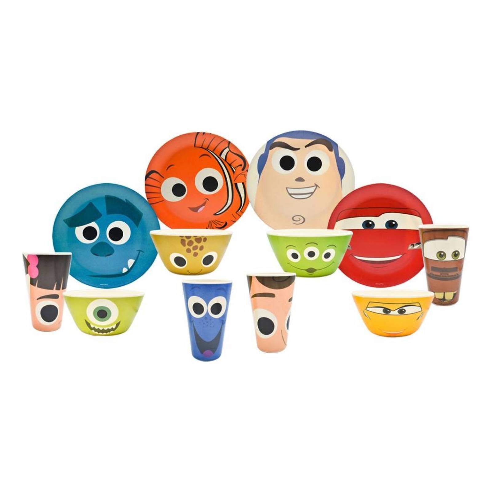 Vajilla De Bambu Niños Disney Pixar Fun Kids 12 Piezas