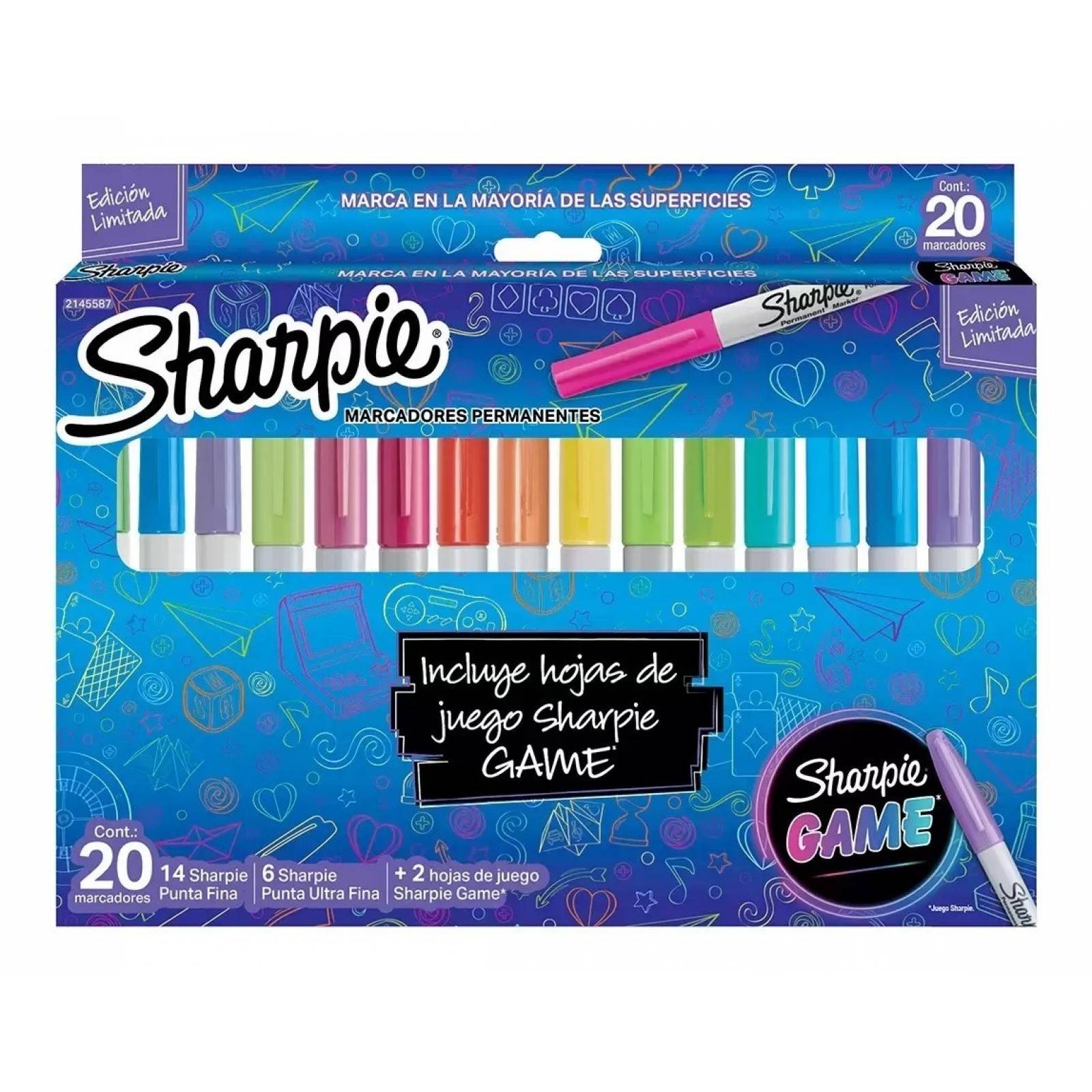 Sharpie Marcadores Plumones Permanentes 20 Pza + 2 Tarjetas