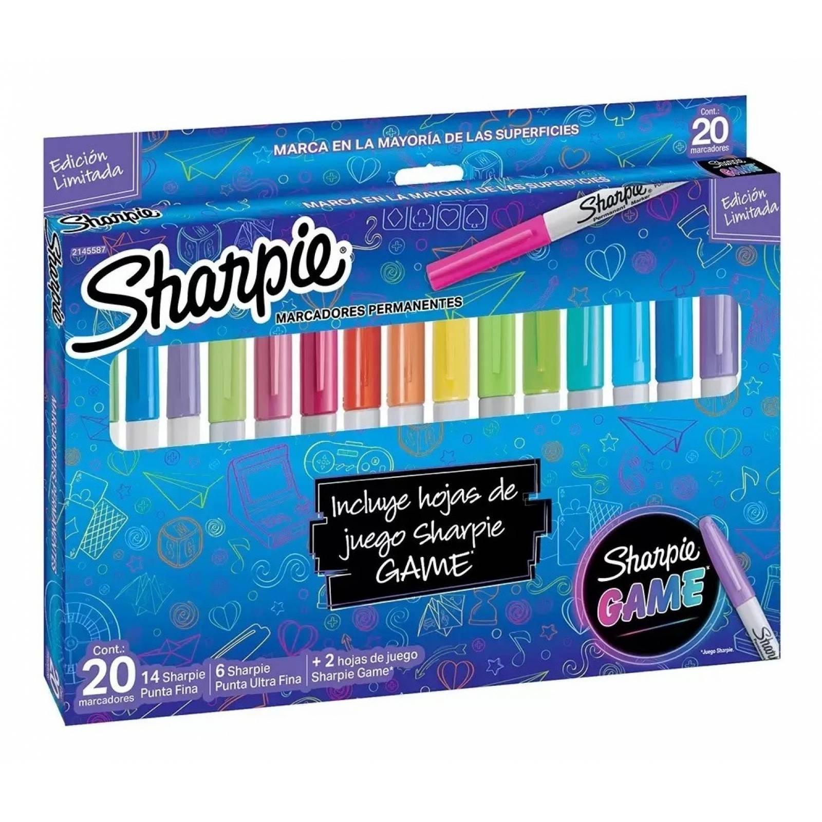 Sharpie Marcadores Plumones Permanentes 20 Pza + 2 Tarjetas