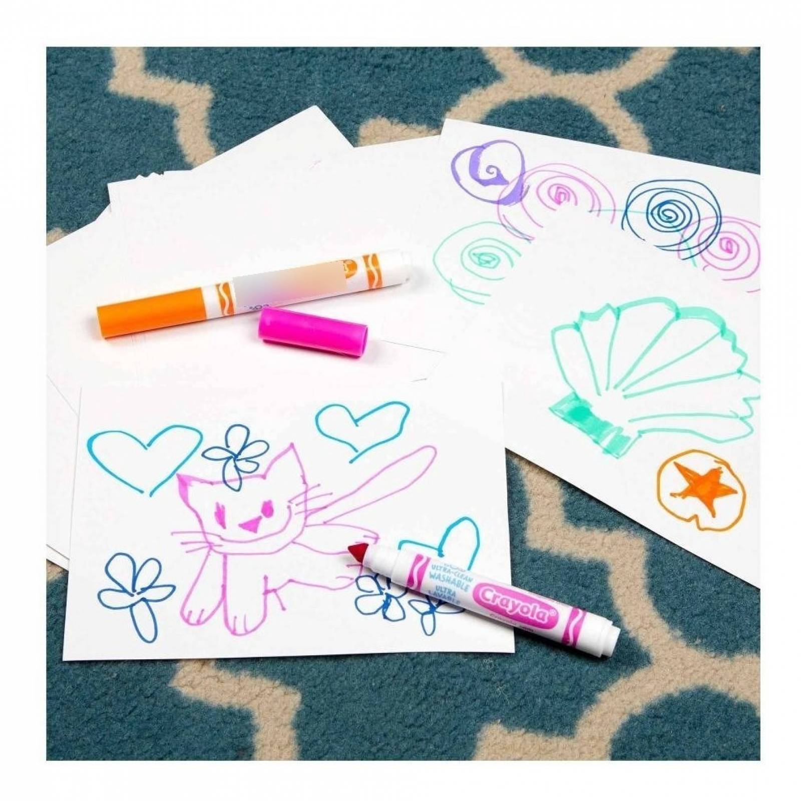 Plumones Crayola 64 Piezas Punta Gruesa Lavables Gel Ventana