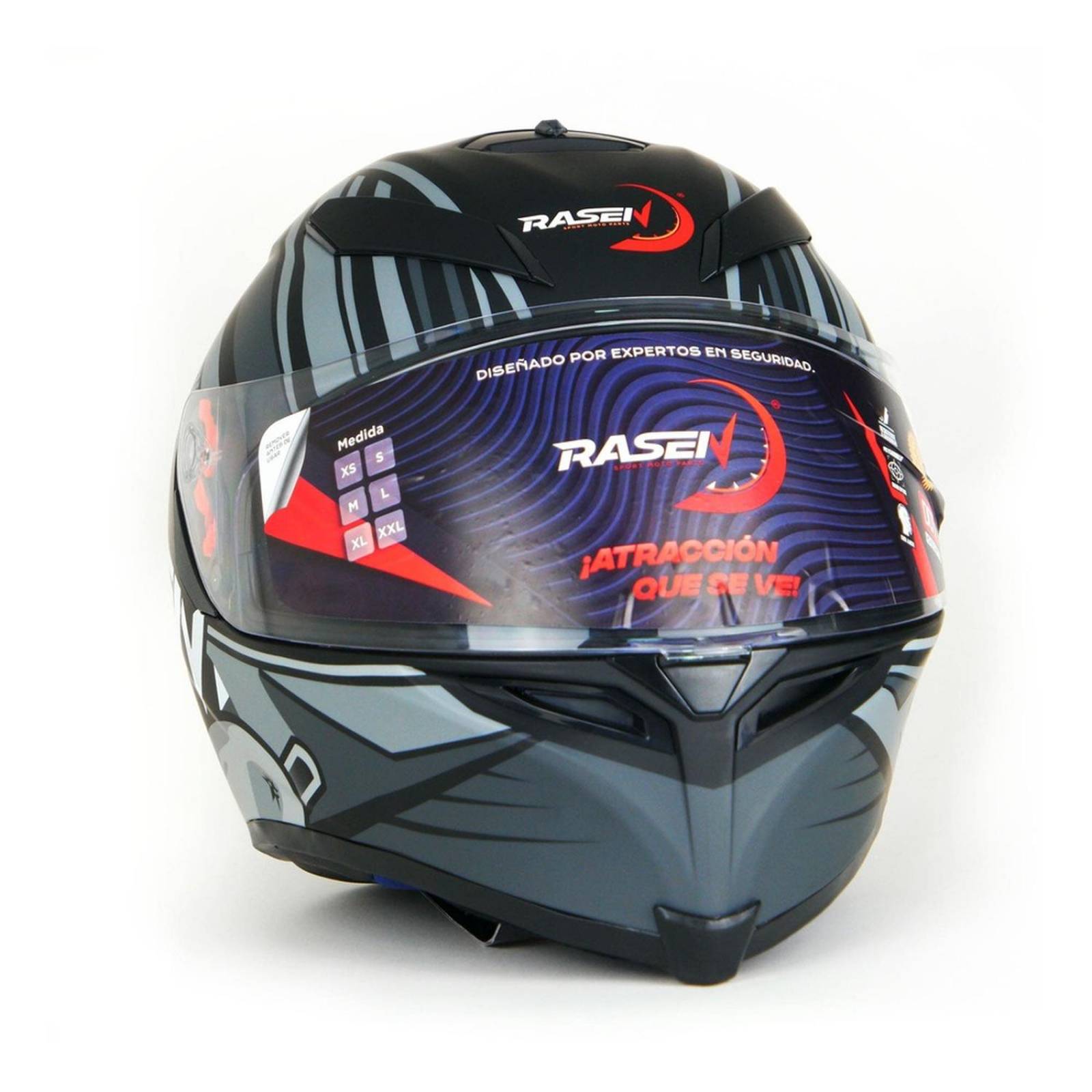 CASCO CERRADO NEGRO CON GRIS PARA MOTOCICLETA XXL