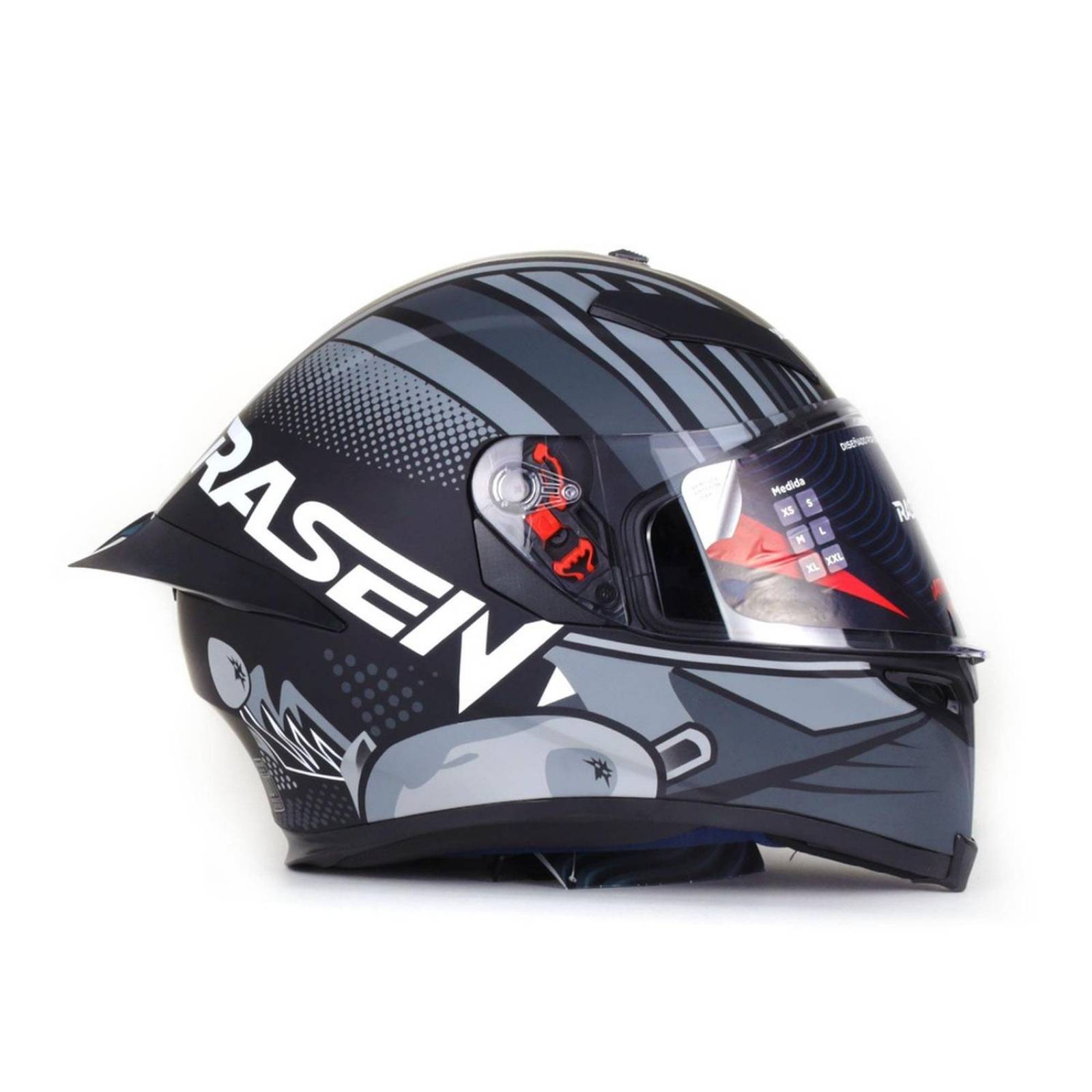 CASCO CERRADO NEGRO CON GRIS PARA MOTOCICLETA XXL