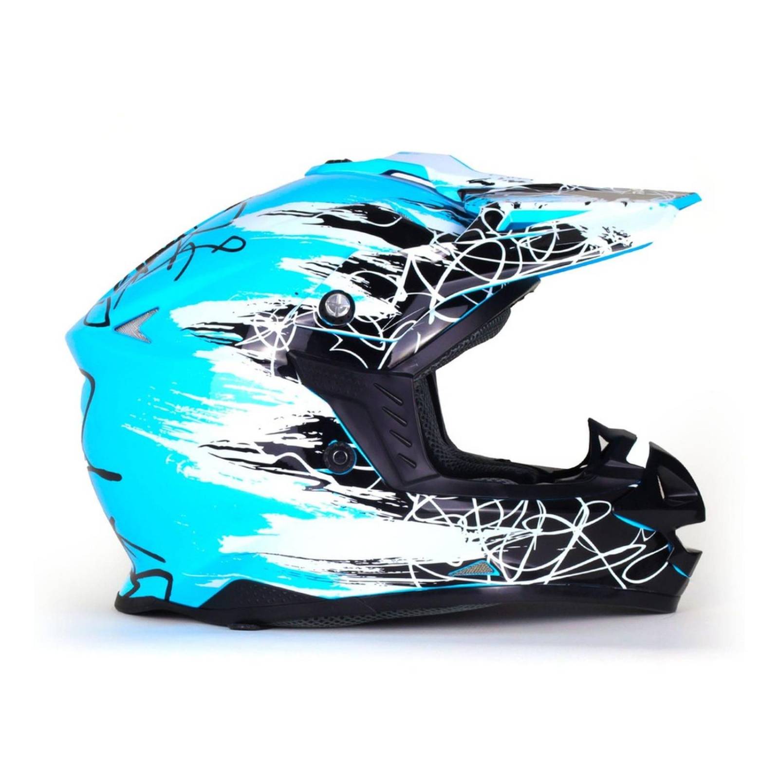 CASCO TIPO CROSS AZUL CON NEGRO PARA MOTOCICLETA 