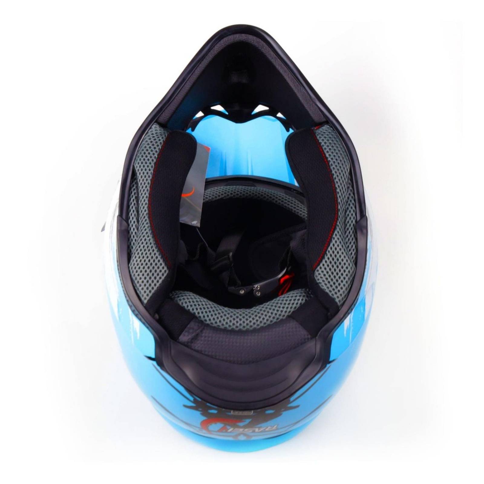 CASCO TIPO CROSS AZUL CON NEGRO PARA MOTOCICLETA 