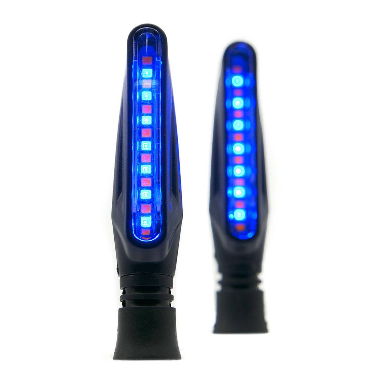 Direccionales Para Moto Rasen Led Duo Secuencial Tipo Pluma Universal Azul