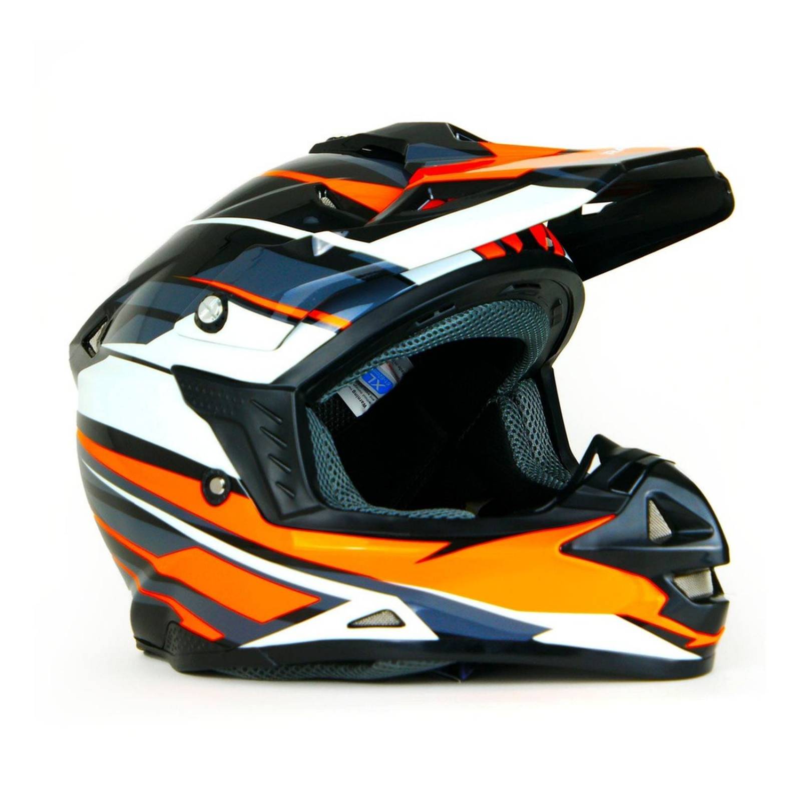 CASCO TIPO CROSS NEGRO CON NARANJA PARA MOTOCICLETA