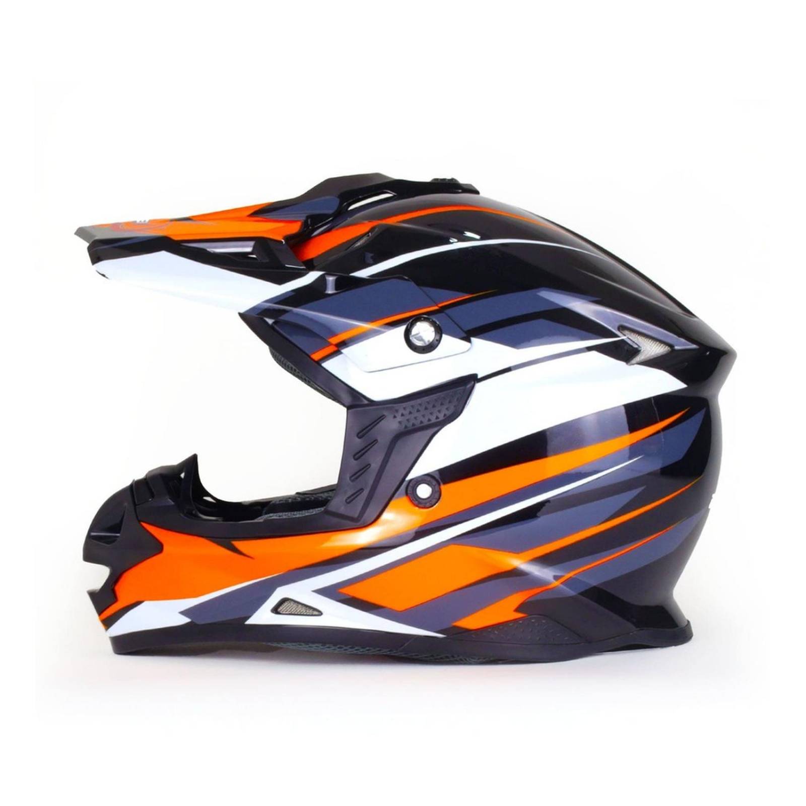 CASCO TIPO CROSS NEGRO CON NARANJA PARA MOTOCICLETA