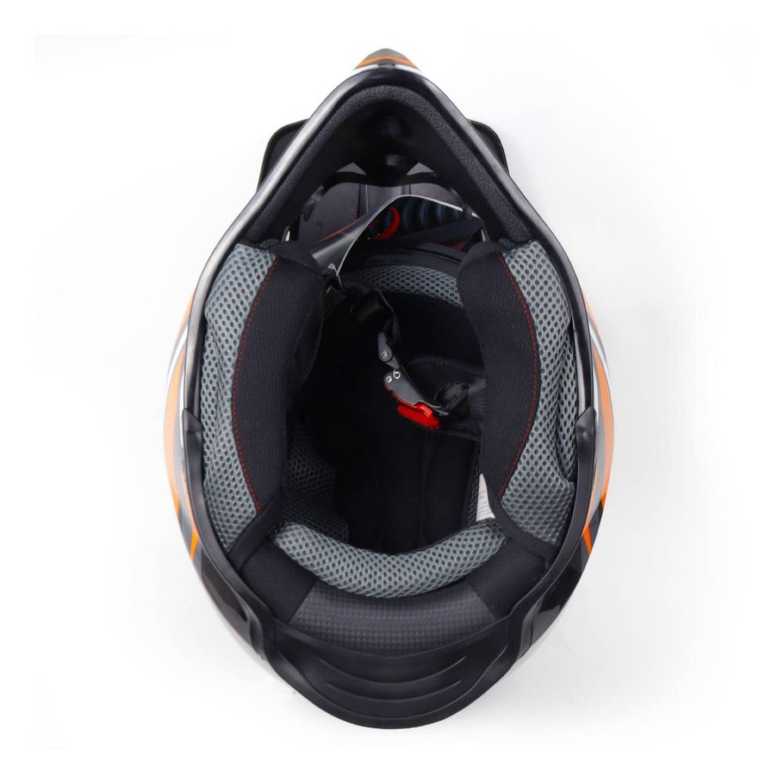 CASCO TIPO CROSS NEGRO CON NARANJA PARA MOTOCICLETA