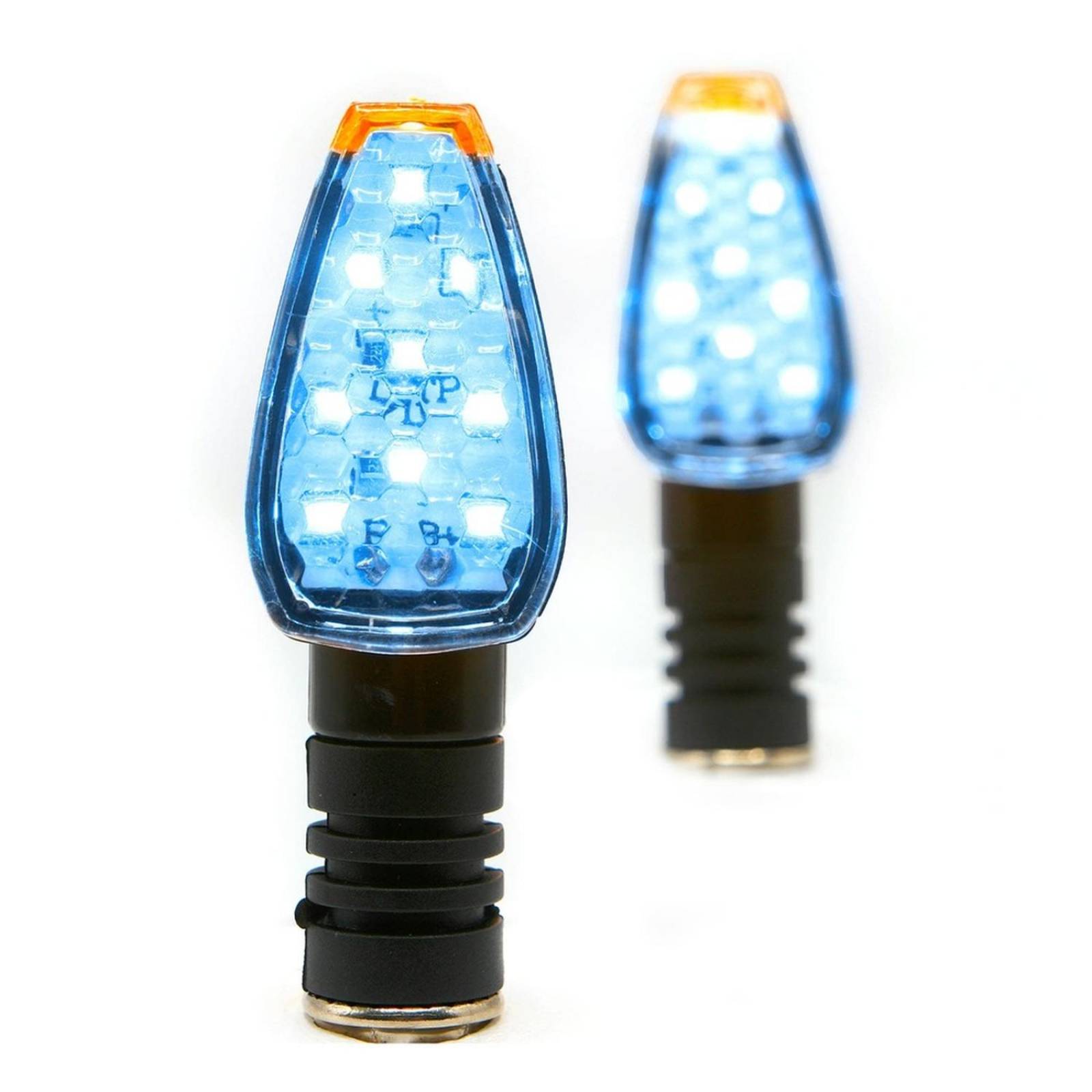 Direccionales Para Moto Rasen Led Negro Brillante Universal   Azul