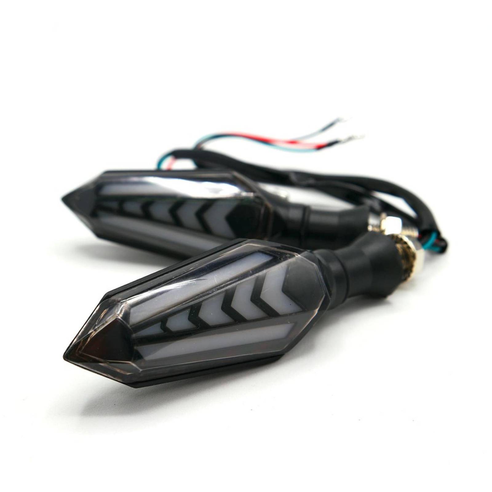 Direccionales Para Moto Rasen Led Secuencial Bi-Color Tipo Flecha Universal Rojo