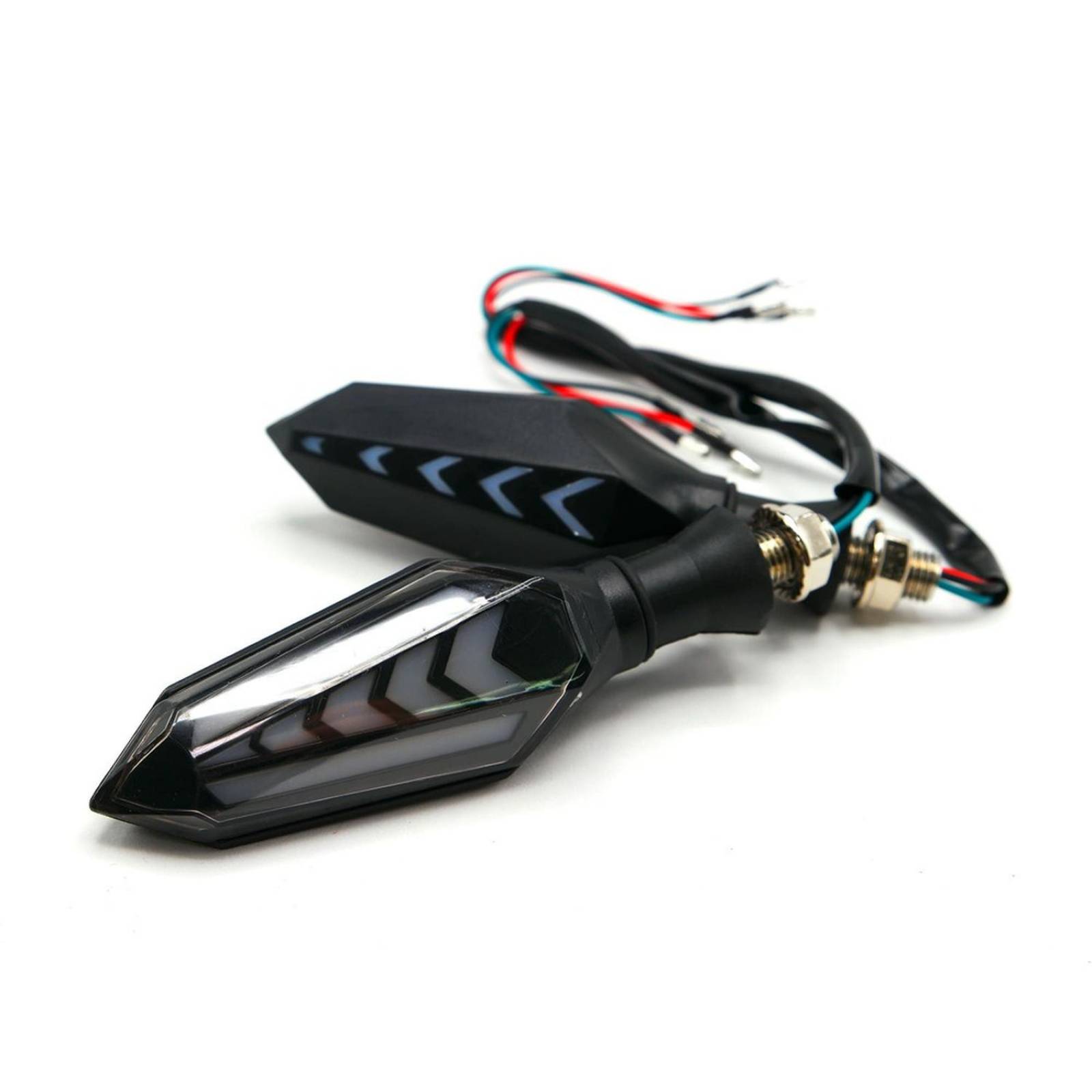 Direccionales Para Moto Rasen Led Secuencial Bi-Color Tipo Flecha Universal Rojo