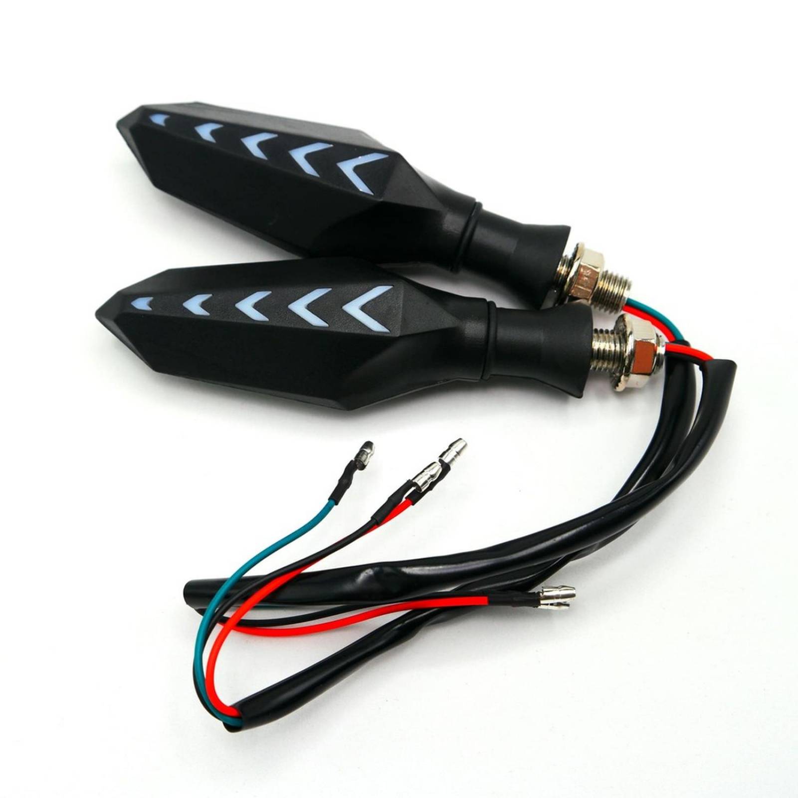 Direccionales Para Moto Rasen Led Secuencial Bi-Color Tipo Flecha Universal Rojo
