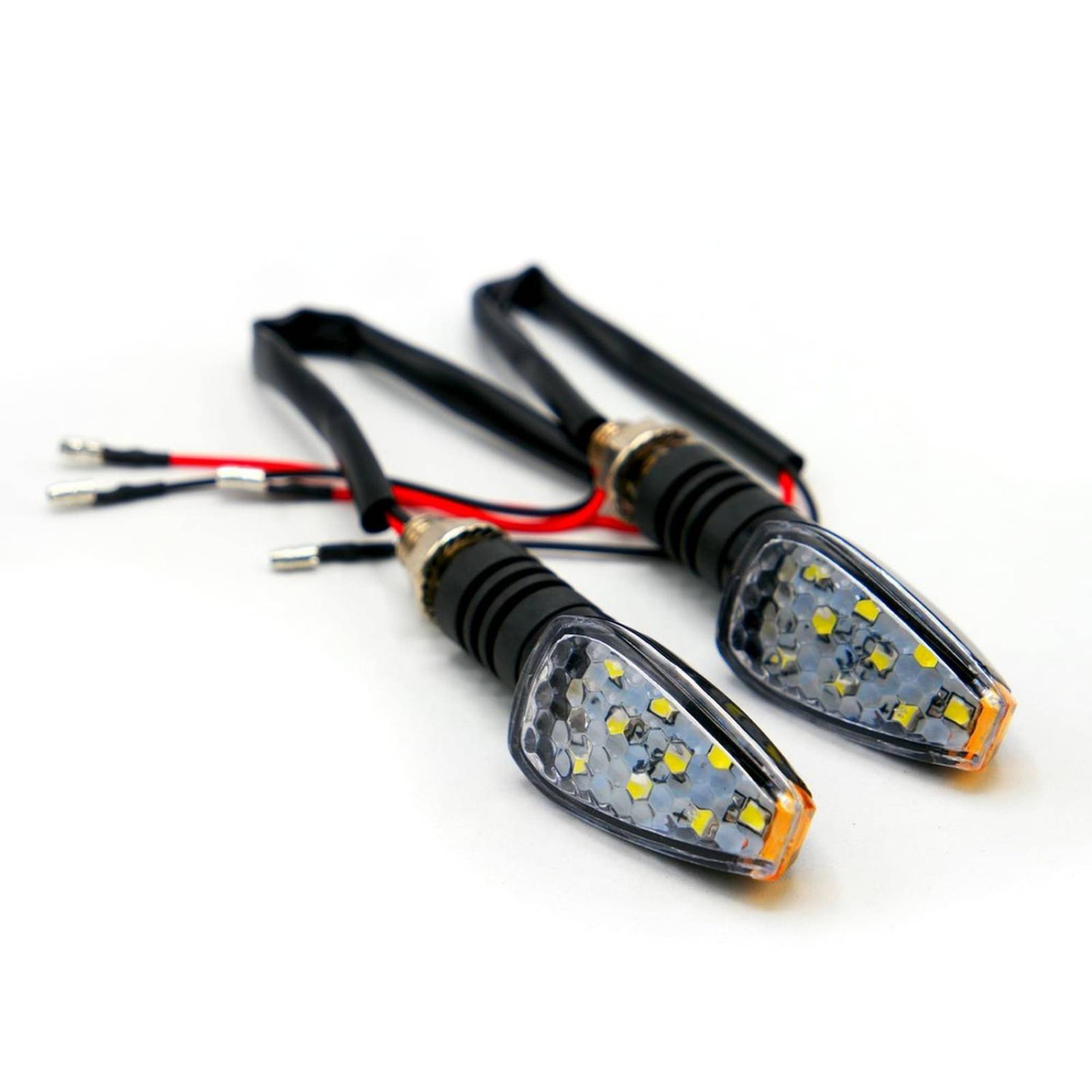 Direccionales Para Moto Rasen Led Negro Brillante Universal Rojo