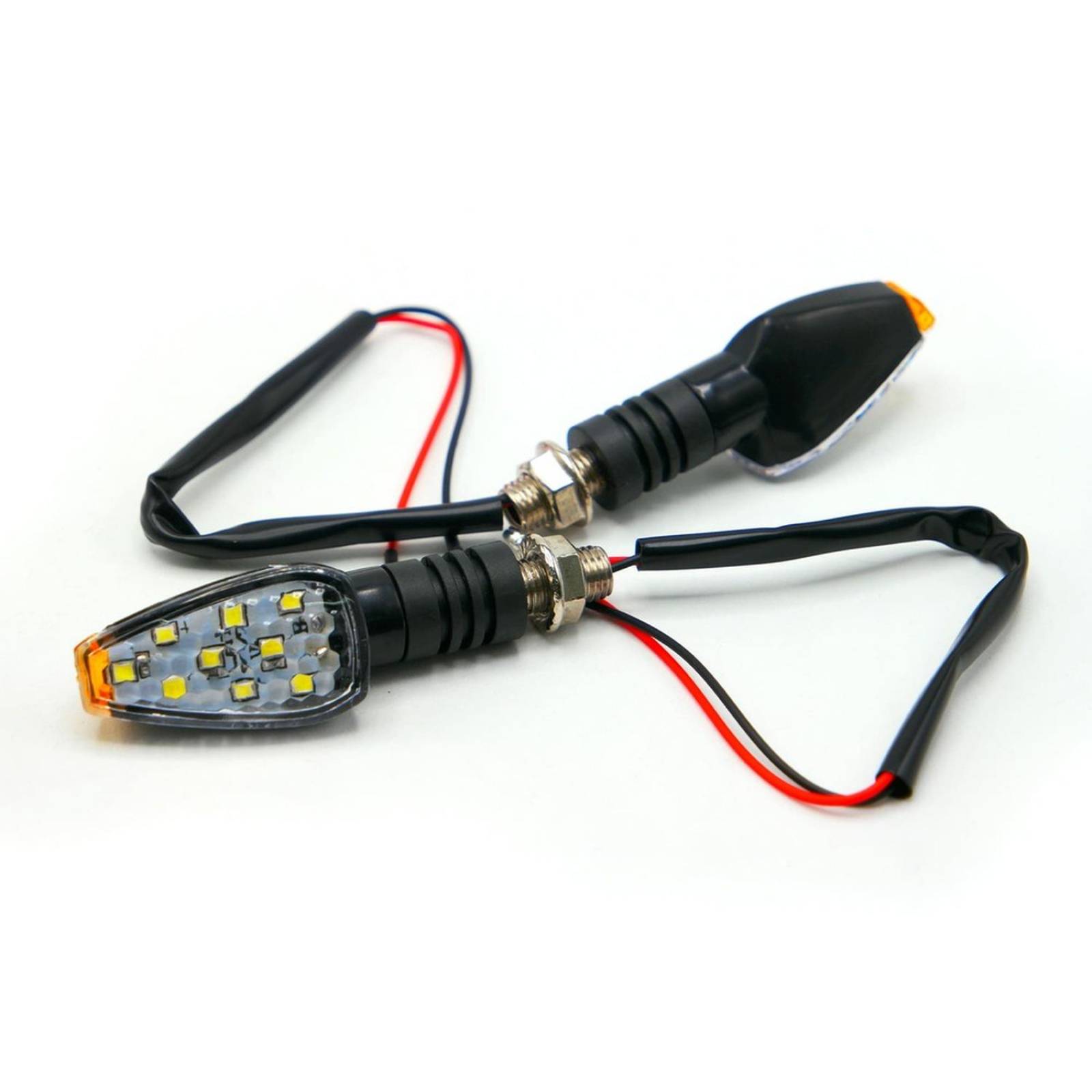 Direccionales Para Moto Rasen Led Negro Brillante Universal Rojo