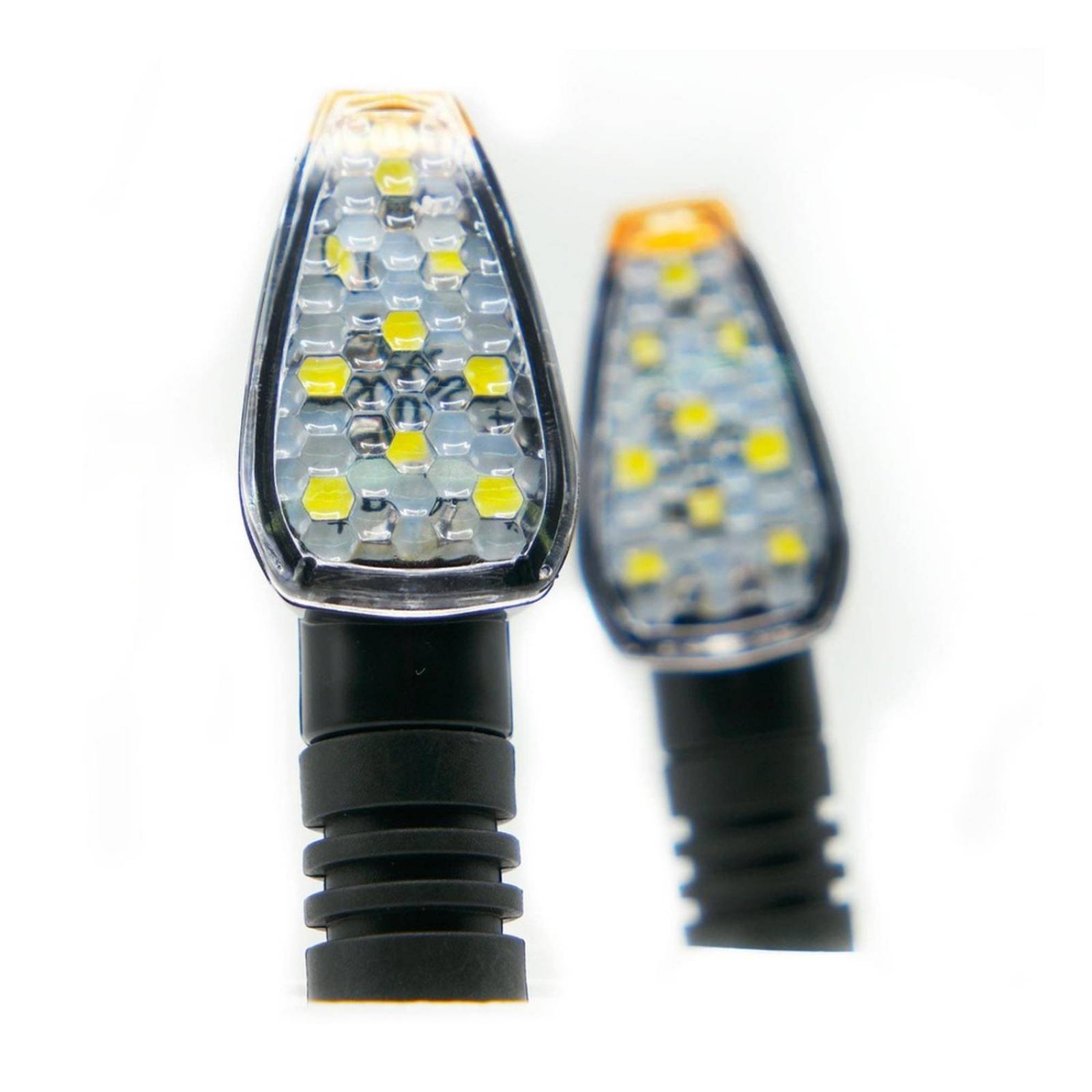 Direccionales Para Moto Rasen Led Negro Brillante Universal Rojo