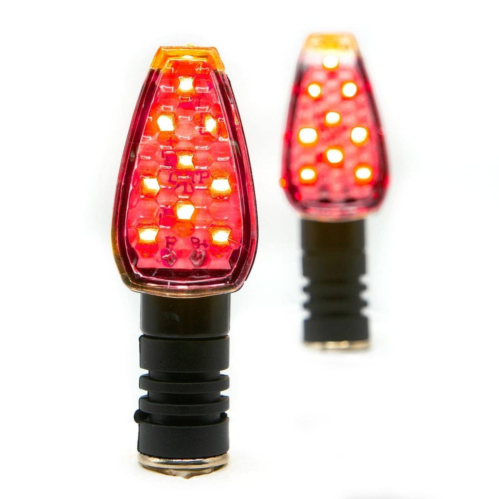 Direccionales Para Moto Rasen Led Negro Brillante Universal Rojo