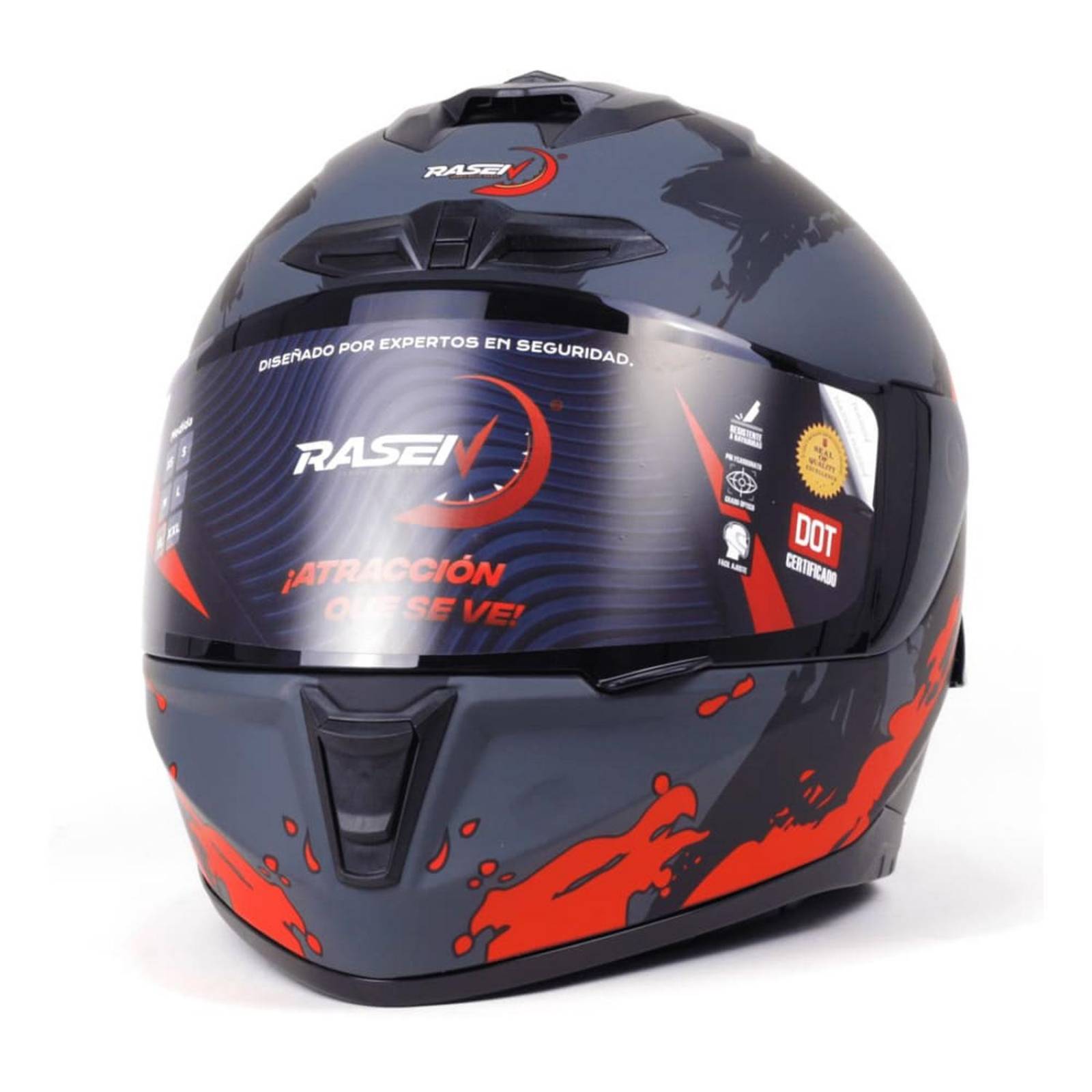 CASCO CERRADO NEGRO CON FRANJAS ROJAS PARA MOTOCICLETA 