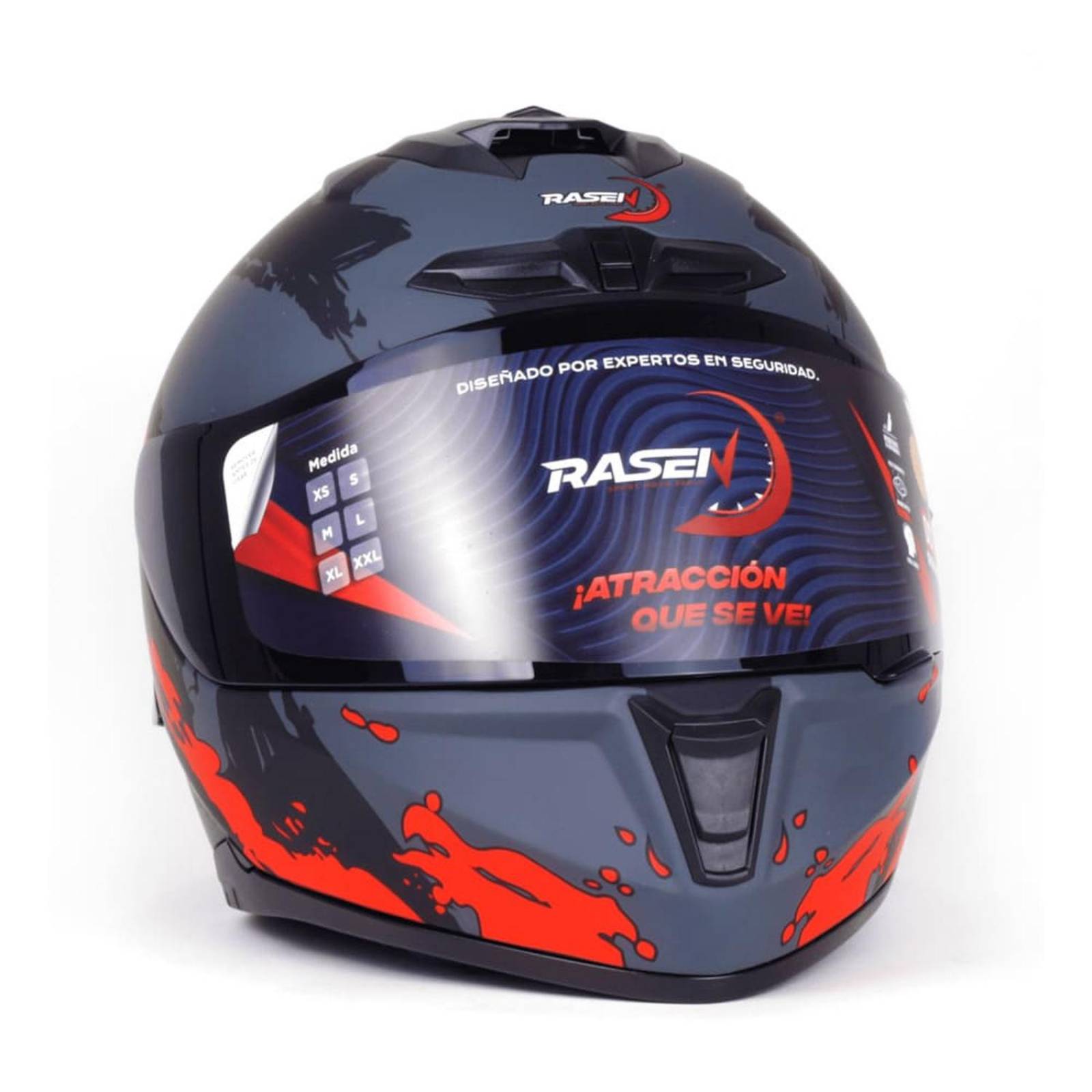 CASCO CERRADO NEGRO CON FRANJAS ROJAS PARA MOTOCICLETA 