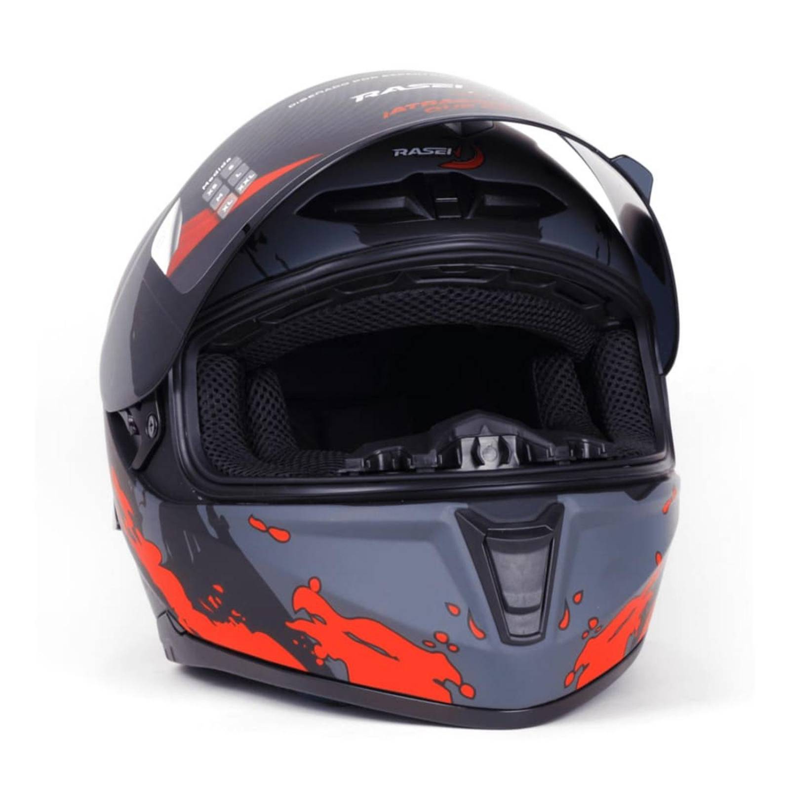 CASCO CERRADO NEGRO CON FRANJAS ROJAS PARA MOTOCICLETA 