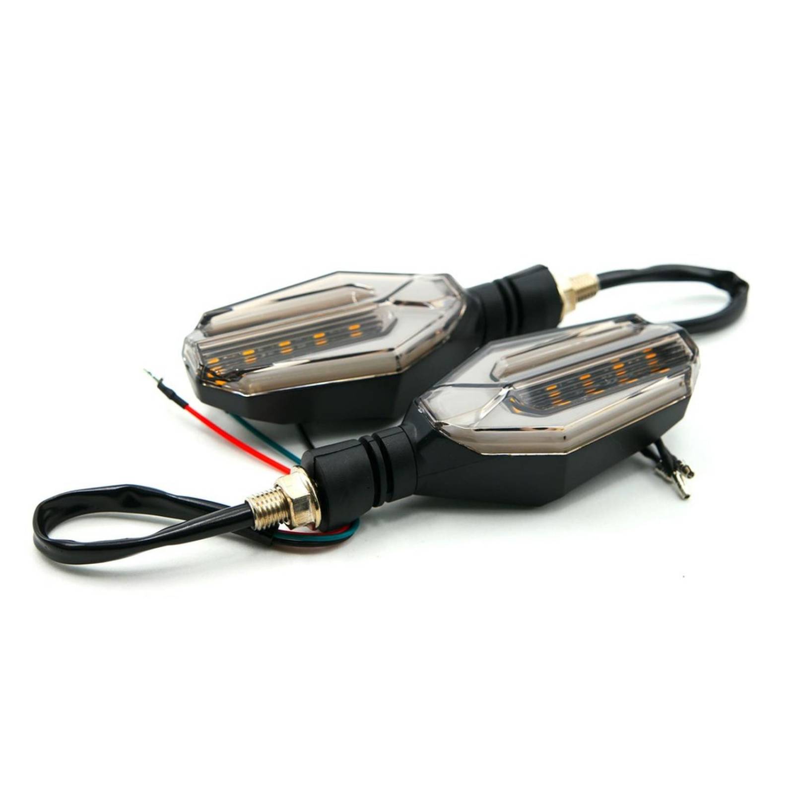 Direccionales Para Moto Rasen Led Doble Dim Universal   Rojo