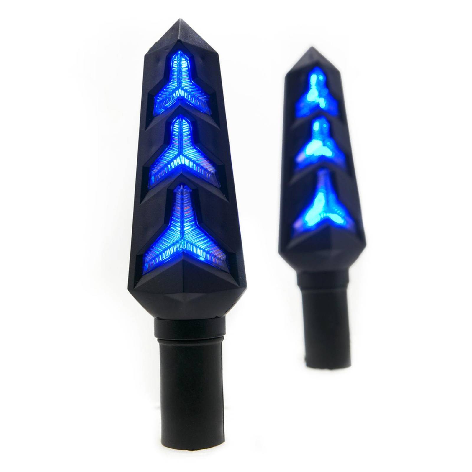Direccionales Para Moto Rasen Led Secuencial Tipo Rayo Universal  Azul
