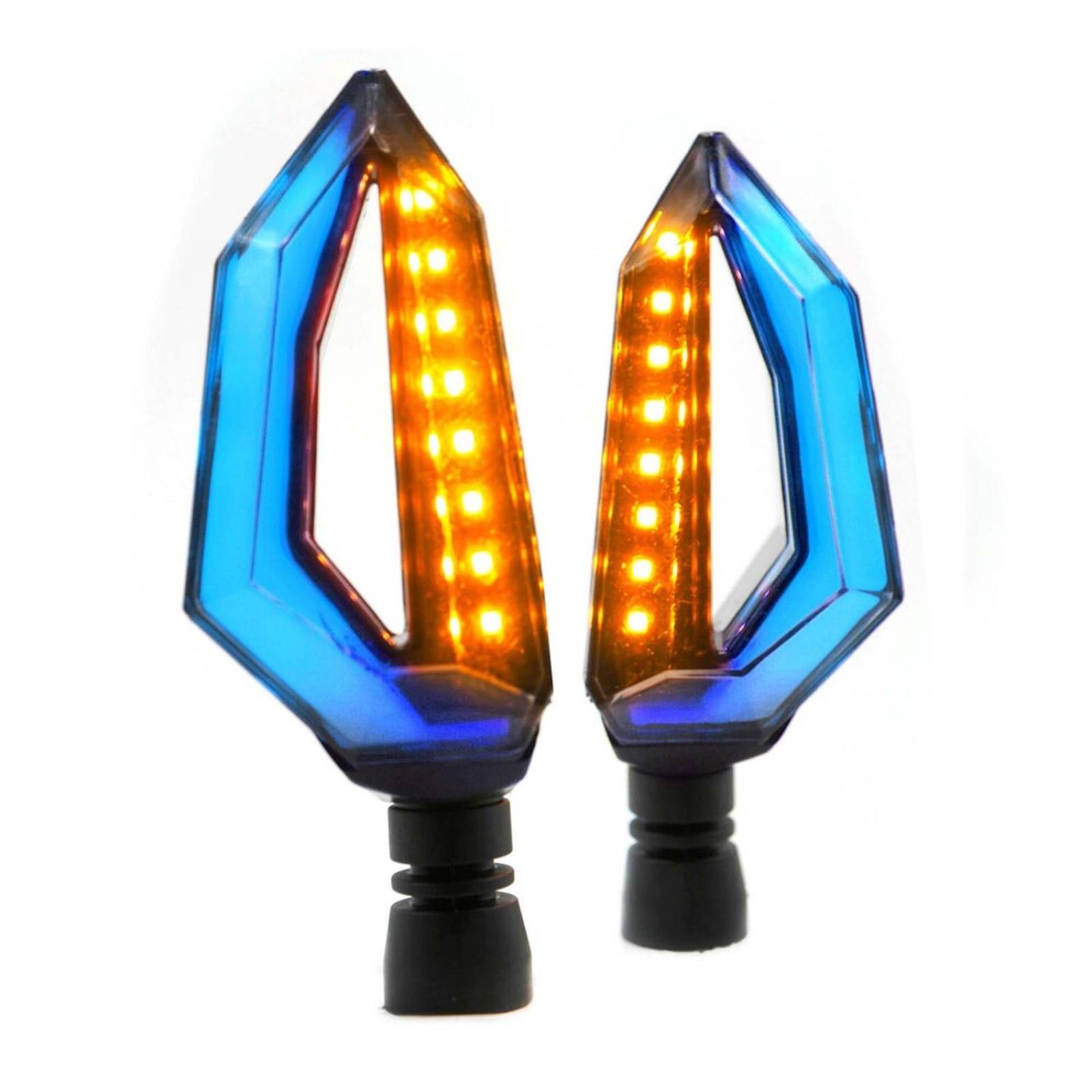 Direccionales Para Moto Rasen Luz Led-Neon Universal    Azul